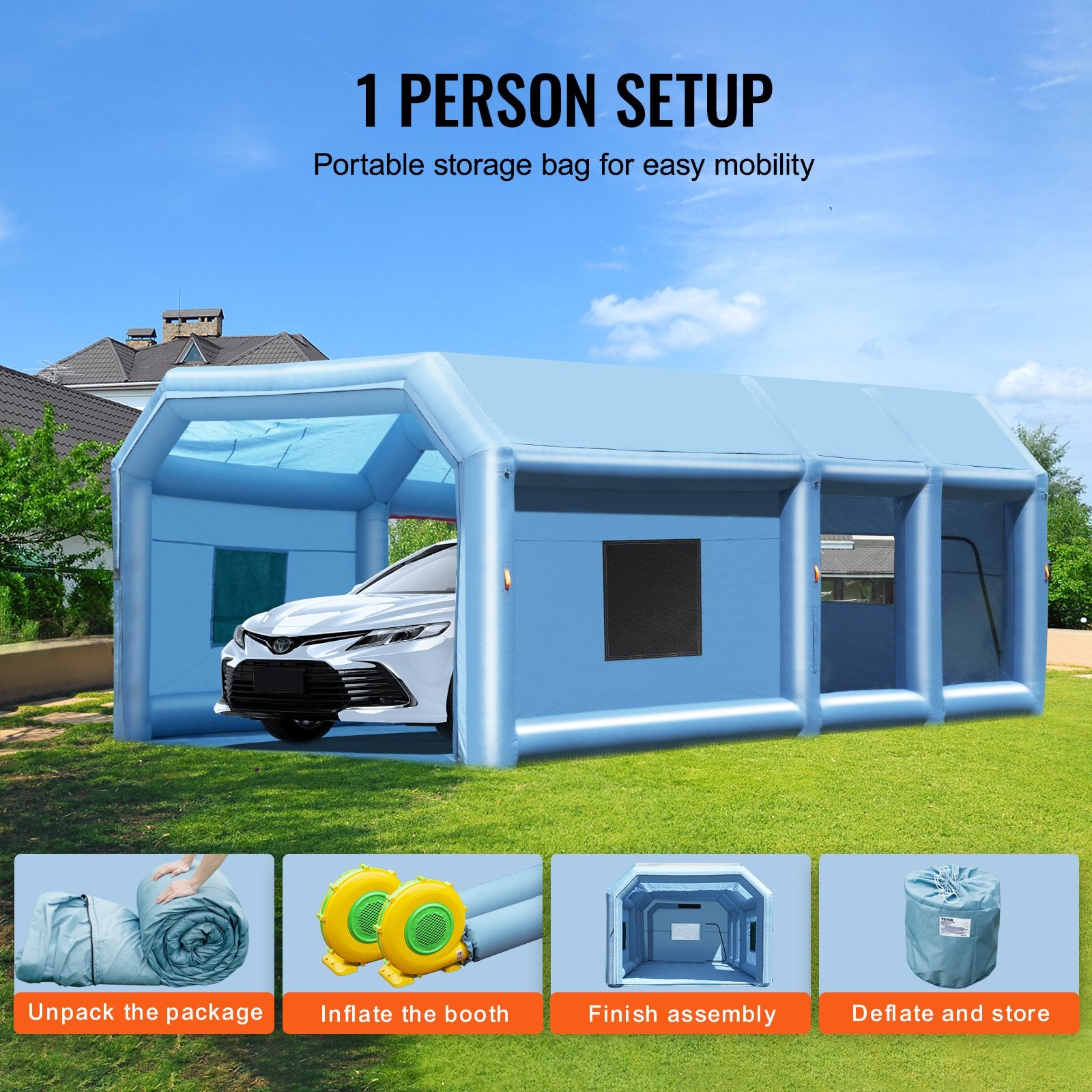 Caravan Accessories: VEVOR Inflatable Paint Booth 26.2x14.8x9.8ft Inflatable Spray Booth 950W+750W