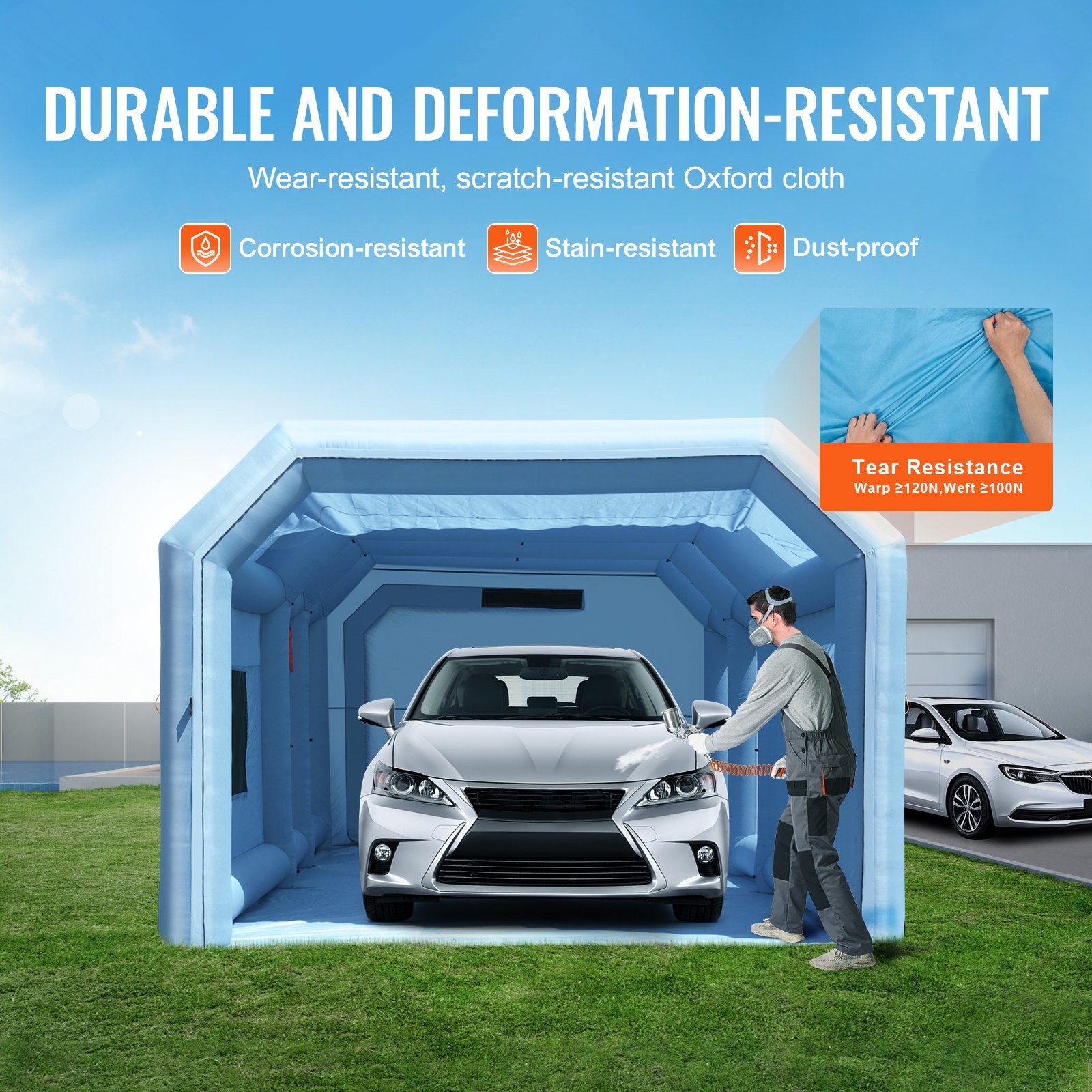 Swimming Pools: VEVOR Inflatable Paint Booth 27.9x15.7x10.8ft Inflatable Spray Booth 950W+750W