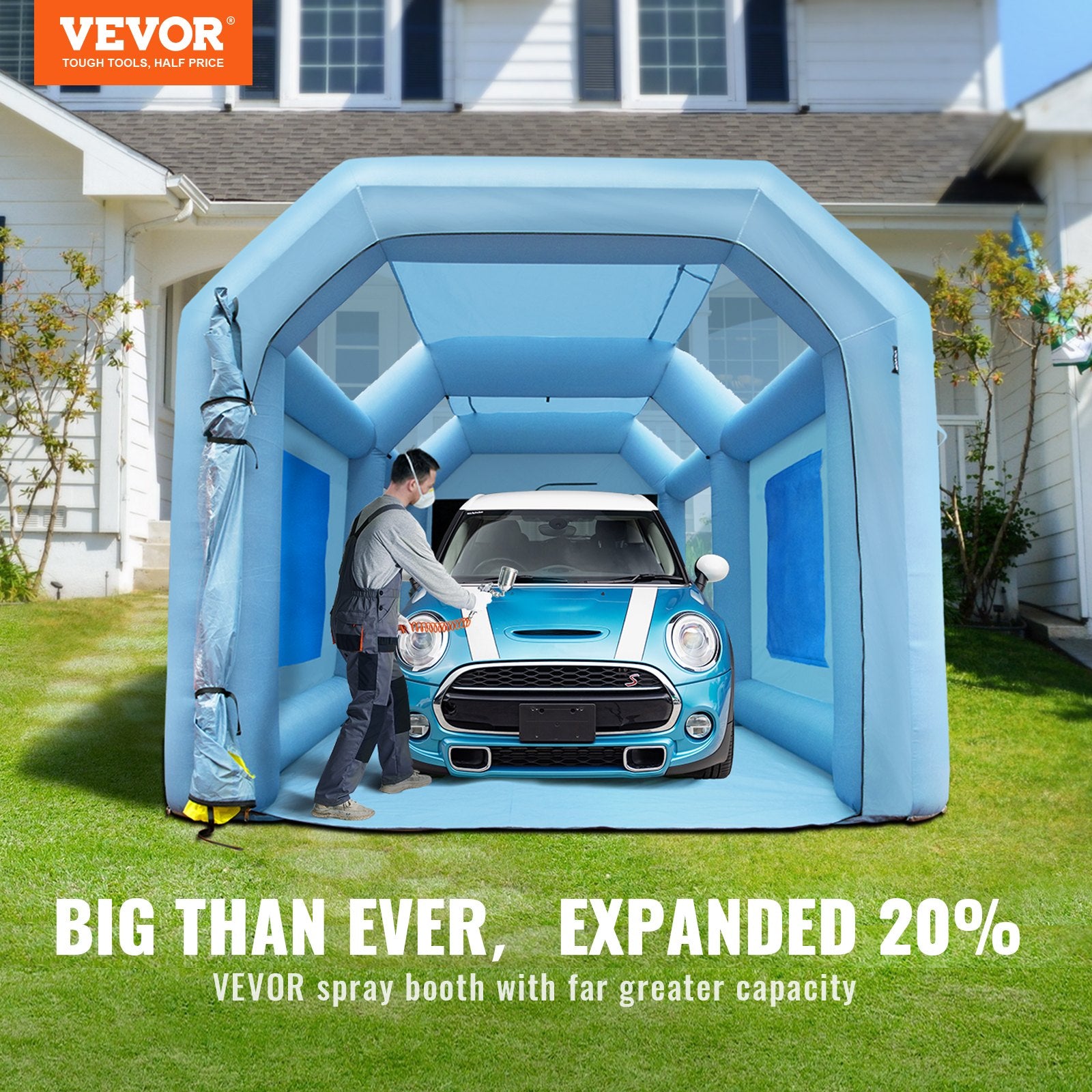Tents: VEVOR Inflatable Spray Booth Car Paint Tent 20x10x8ft Filter System 2 Blowers