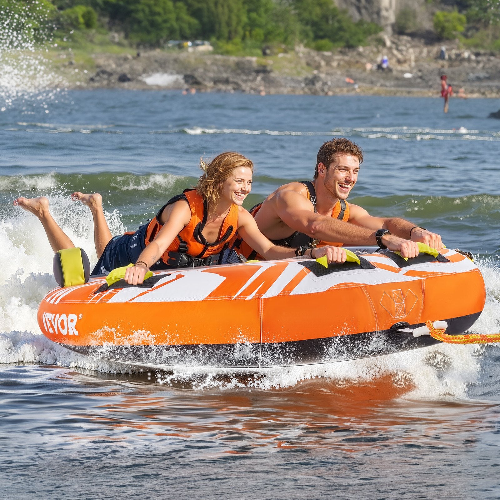 Pool Toys & Inflatables: VEVOR Towable Tube for Boating 1-2 Riders Inflatable Boat Tubes and Towables