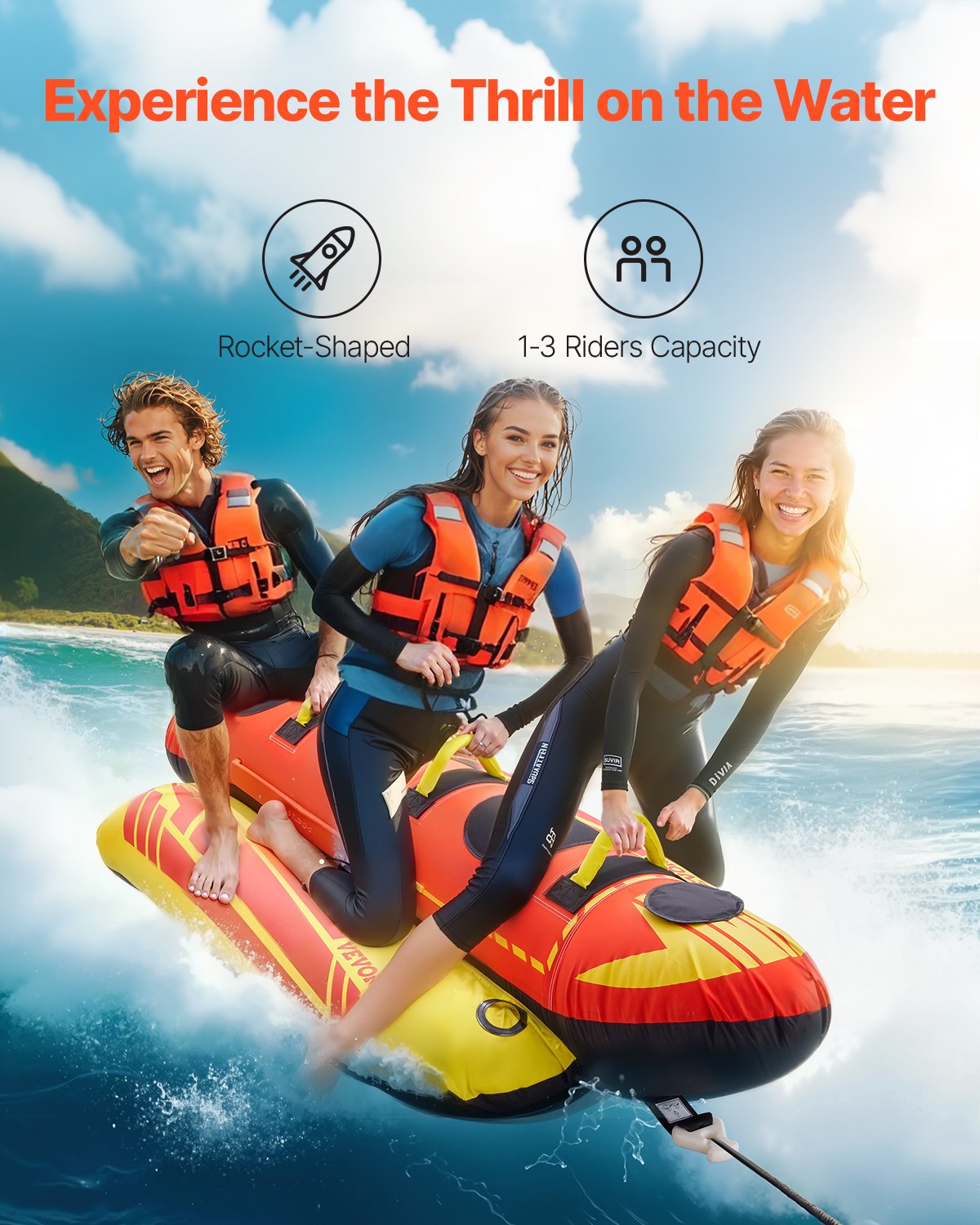 Kitchen & Bathroom DIY: VEVOR Towable Tubes for Boating 1-3 Riders Inflatable Boat Tubes Towables 510lbs