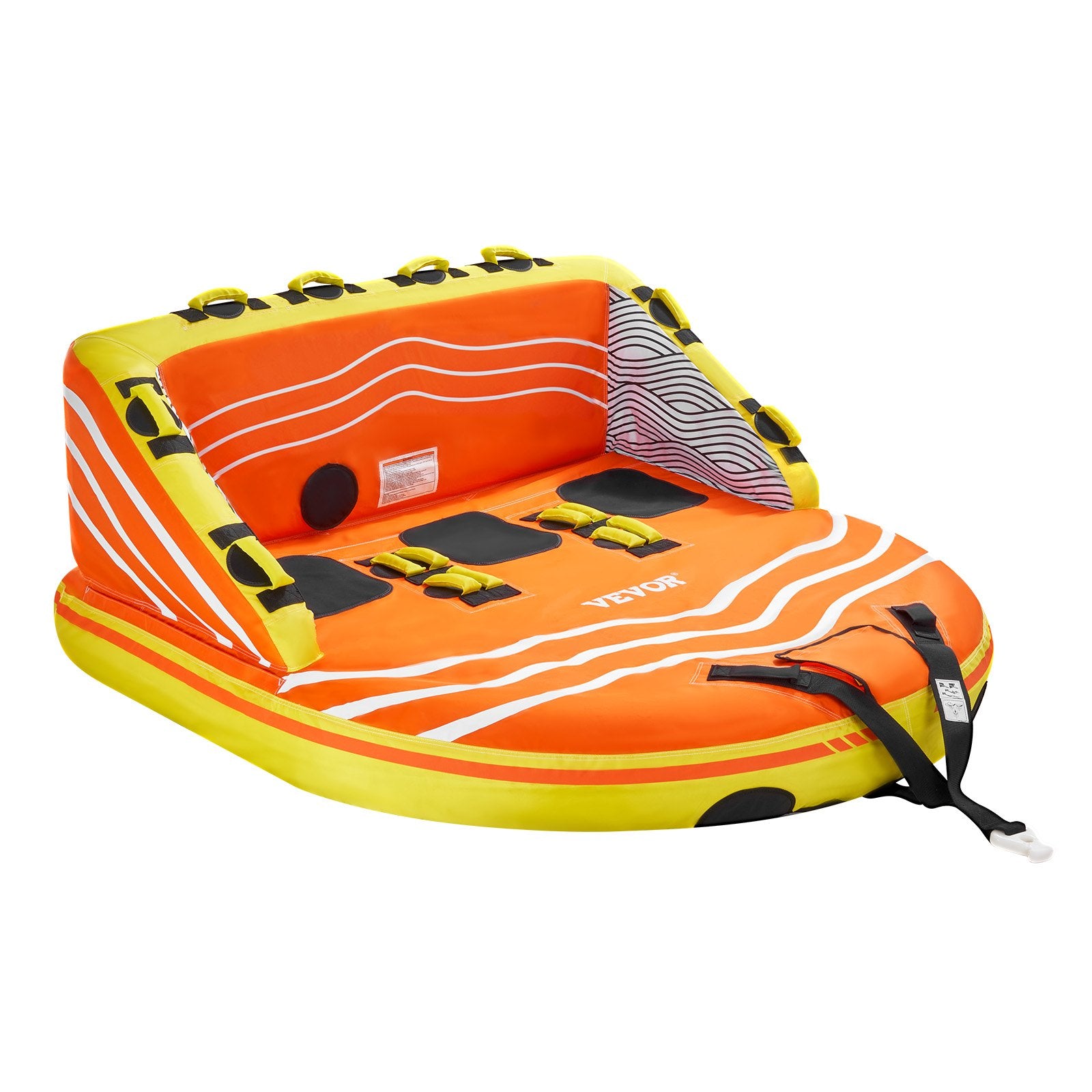 Towable Tube for Boating, 1-3 Riders Inflatable Boat Tubes and Towables, 510lbs Water Sport Towable Tube for Boat to Pull - with Full Nylon Cover, 16 Grab Handles, Dual Tow Points & Safety Valve