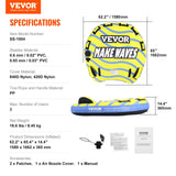 Mobility & Accessibility: VEVOR Towable Tube for Boating, 1-3 Riders Inflatable Towable Tube with Bumper Fins, 510 lbs Water Sport Towable Tubes for Boats to Pull, Full Nylon Cover, EVA Grab Handles and Speed Safety Valve