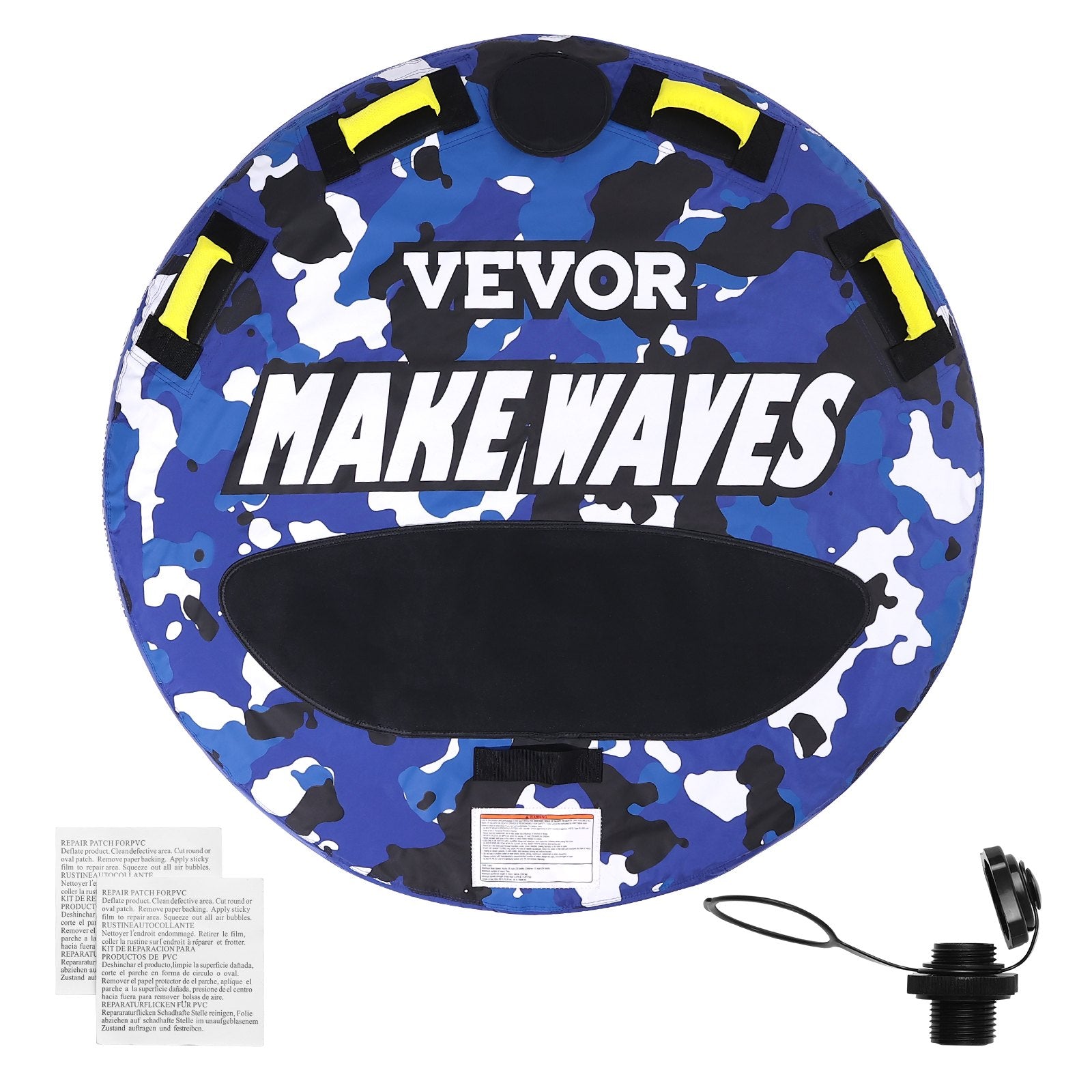 Rowing Boats: VEVOR Towable Tube for Boating, 1-2 Riders Inflatable Boat Tubes and Towables, 340 lbs, 51.8" Round Water Sport Towable Tube for Boat to Pull, Full Nylon Cover, EVA Grab Handles and Speed Safety Valve