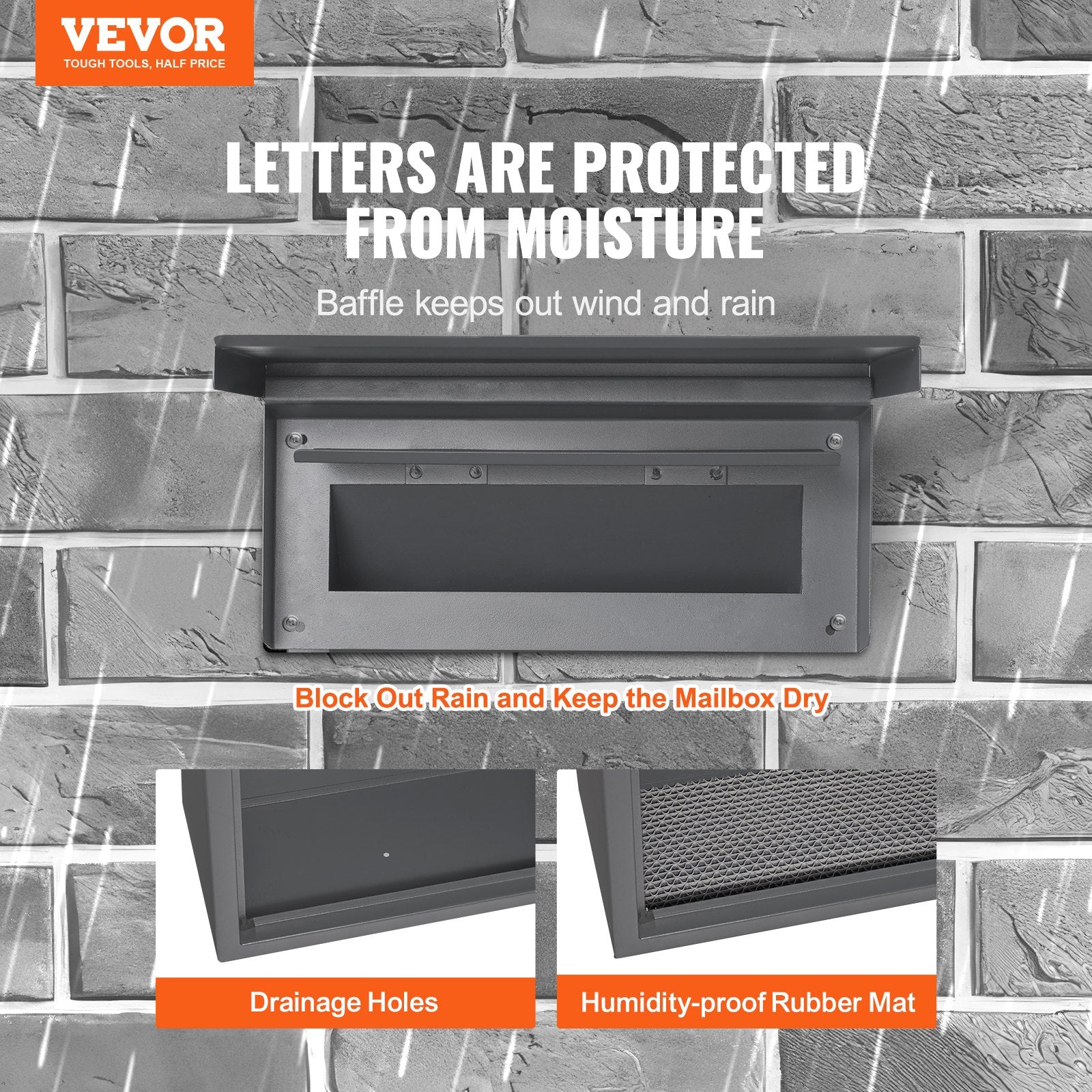 Building Materials: VEVOR Through The Wall Drop Box, Heavy Duty Steel Through the Wall Mailbox with 2.8-7.9" 13" Combination Lock, 12.5x6.3x16.9" Mail Drop Box, Dark Gray