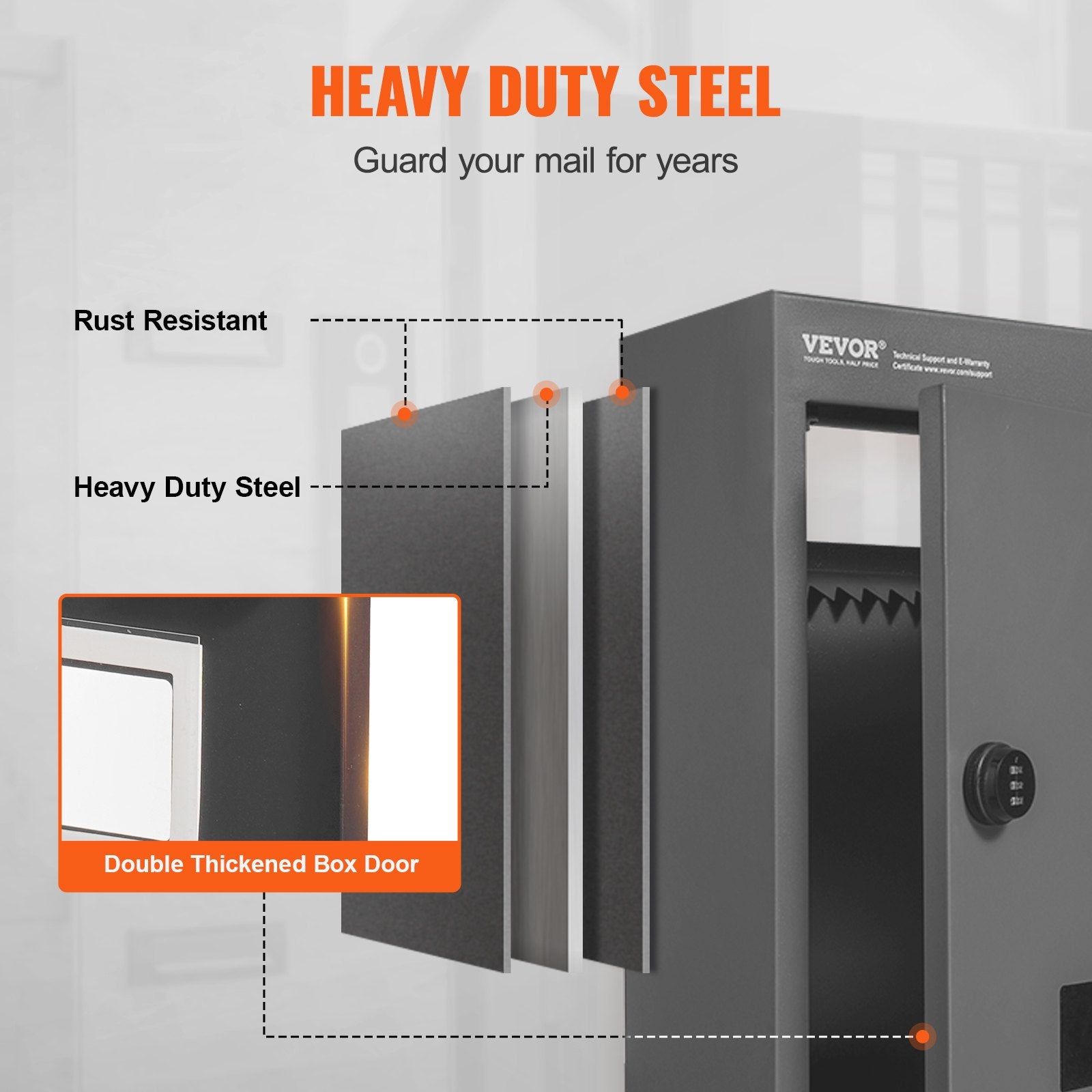 Building Materials: VEVOR Through The Wall Drop Box, Heavy Duty Steel Through the Wall Mailbox with 2.8-7.9" 13" Combination Lock, 12.5x6.3x16.9" Mail Drop Box, Dark Gray