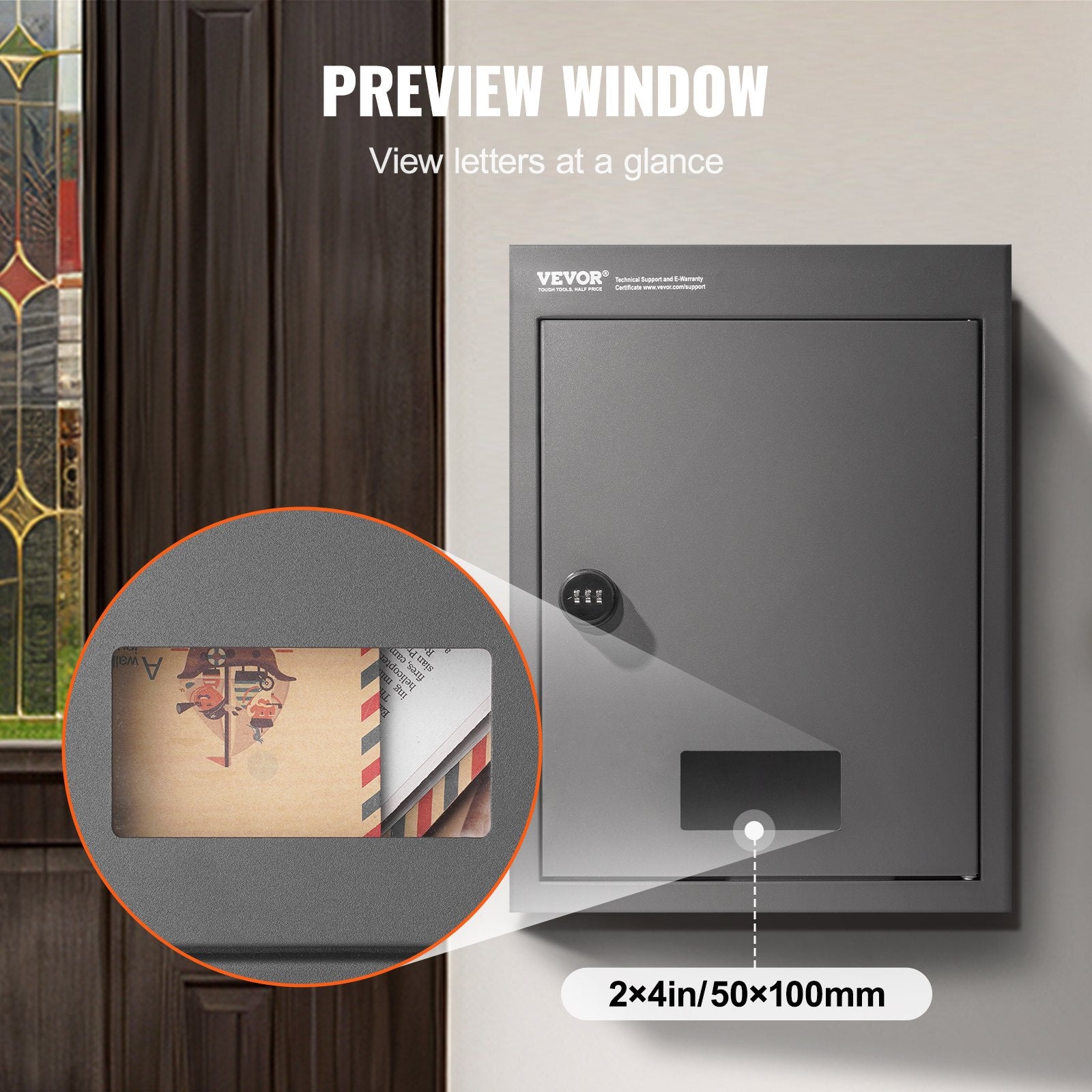 Building Materials: VEVOR Through The Wall Drop Box, Heavy Duty Steel Through the Wall Mailbox with 2.8-7.9" 13" Combination Lock, 12.5x6.3x16.9" Mail Drop Box, Dark Gray
