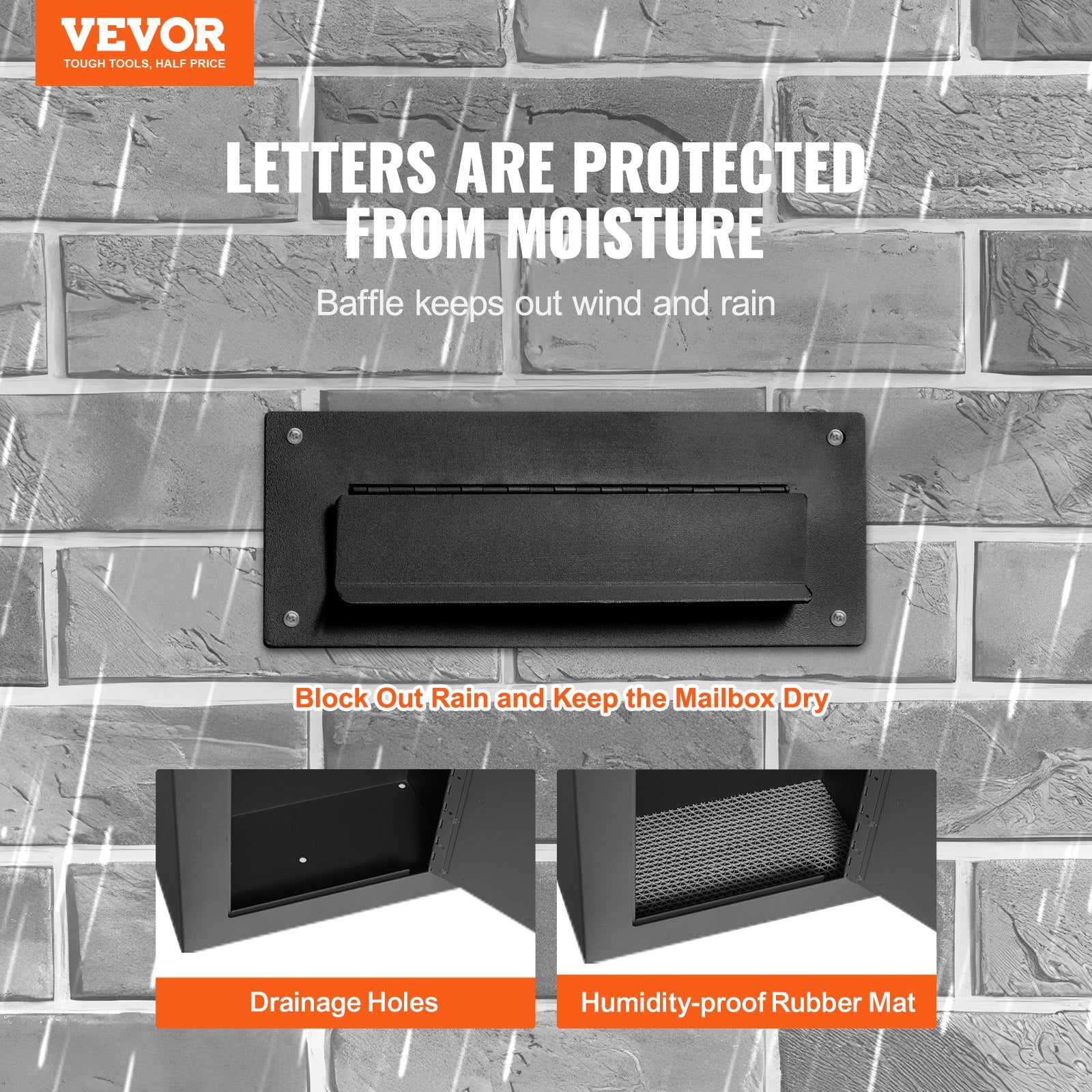 Building Materials: VEVOR Through The Wall Drop Box, Heavy Duty Steel Through the Wall Mailbox with 2.8-7.9" 13" Combination Lock, 13x7x17" Mail Drop Box, Black