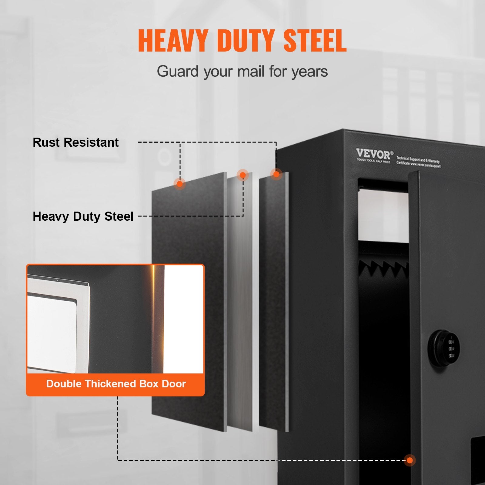 Building Materials: VEVOR Through The Wall Drop Box, Heavy Duty Steel Through the Wall Mailbox with 2.8-7.9" 13" Combination Lock, 13x7x17" Mail Drop Box, Black