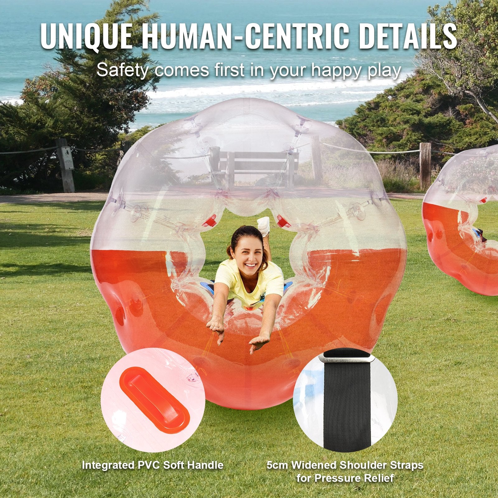 Dog Toys: VEVOR Inflatable Bumper Ball 1-Pack, 5FT/1.5M Body Sumo Zorb Balls for Teen & Adult, 0.8mm Thick PVC Human Hamster Bubble Balls for Outdoor Team Gaming Play, Bumper Bopper Toys for Garden, Yard, Park