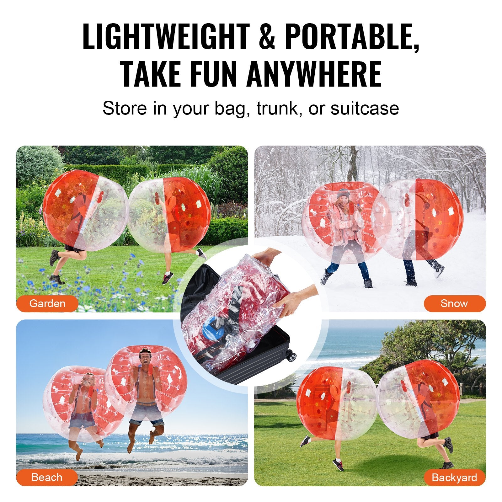 Dog Toys: VEVOR Inflatable Bumper Ball 1-Pack, 5FT/1.5M Body Sumo Zorb Balls for Teen & Adult, 0.8mm Thick PVC Human Hamster Bubble Balls for Outdoor Team Gaming Play, Bumper Bopper Toys for Garden, Yard, Park