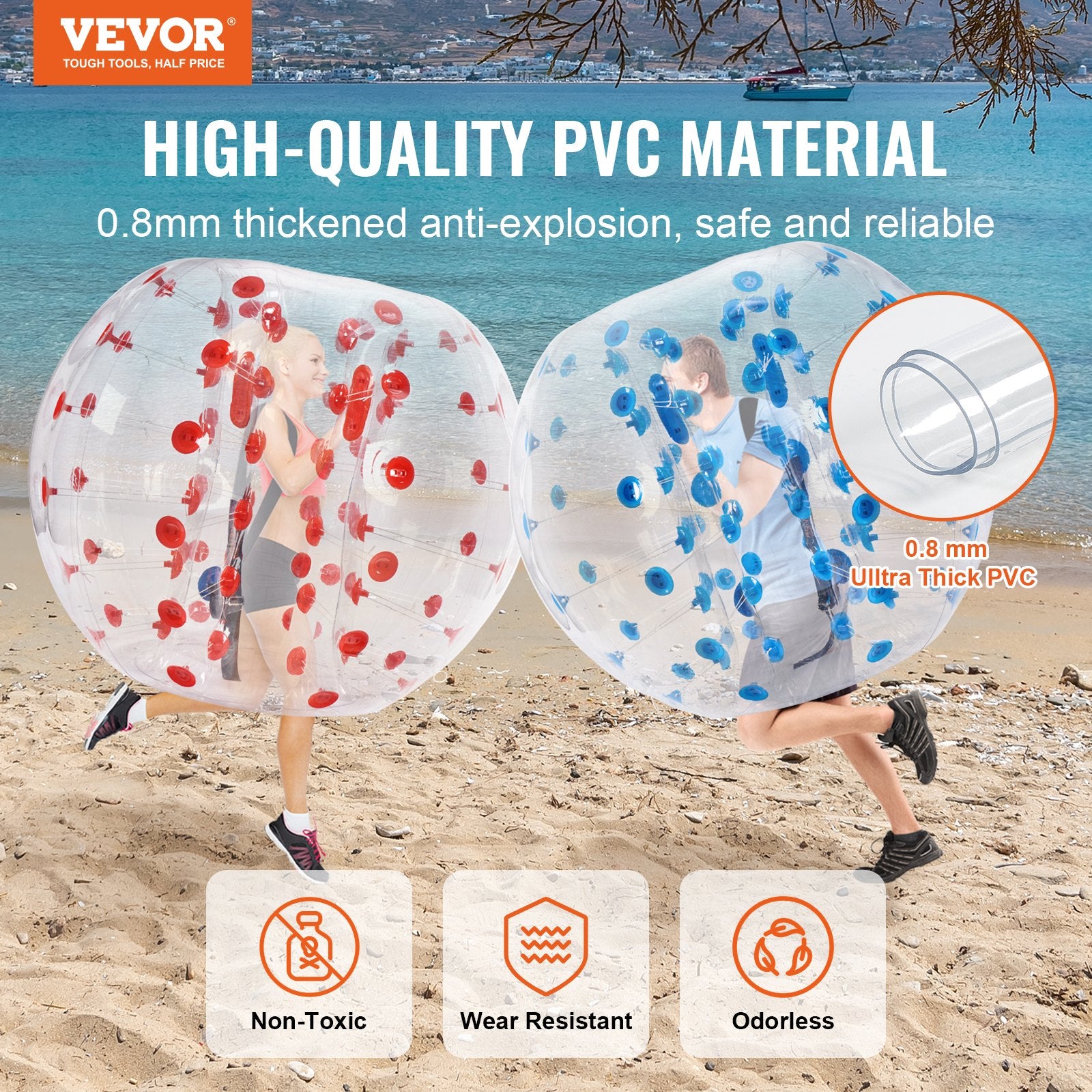 Ball Pits & Play Pens: VEVOR Inflatable Bumper Balls 2-Pack, 5FT/1.5M Body Sumo Zorb Balls for Teen & Adult, 0.8mm Thick PVC Human Hamster Bubble Balls for Outdoor Team Gaming Play, Bumper Bopper Toys for Garden, Yard, Park