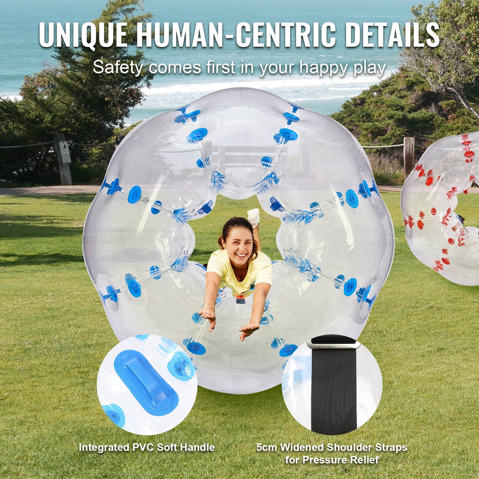 Ball Pits & Play Pens: VEVOR Inflatable Bumper Balls 2-Pack, 5FT/1.5M Body Sumo Zorb Balls for Teen & Adult, 0.8mm Thick PVC Human Hamster Bubble Balls for Outdoor Team Gaming Play, Bumper Bopper Toys for Garden, Yard, Park