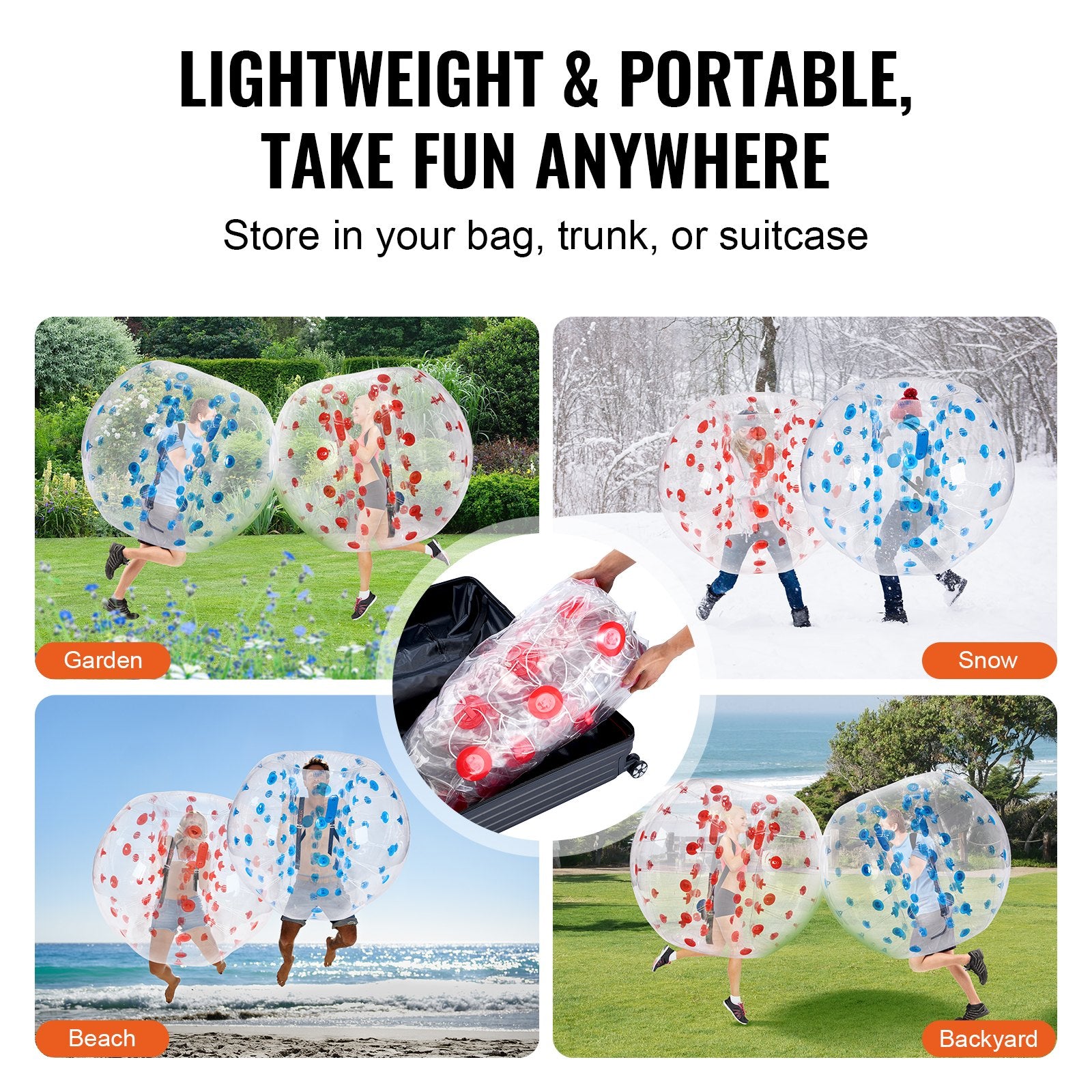 Ball Pits & Play Pens: VEVOR Inflatable Bumper Balls 2-Pack, 5FT/1.5M Body Sumo Zorb Balls for Teen & Adult, 0.8mm Thick PVC Human Hamster Bubble Balls for Outdoor Team Gaming Play, Bumper Bopper Toys for Garden, Yard, Park