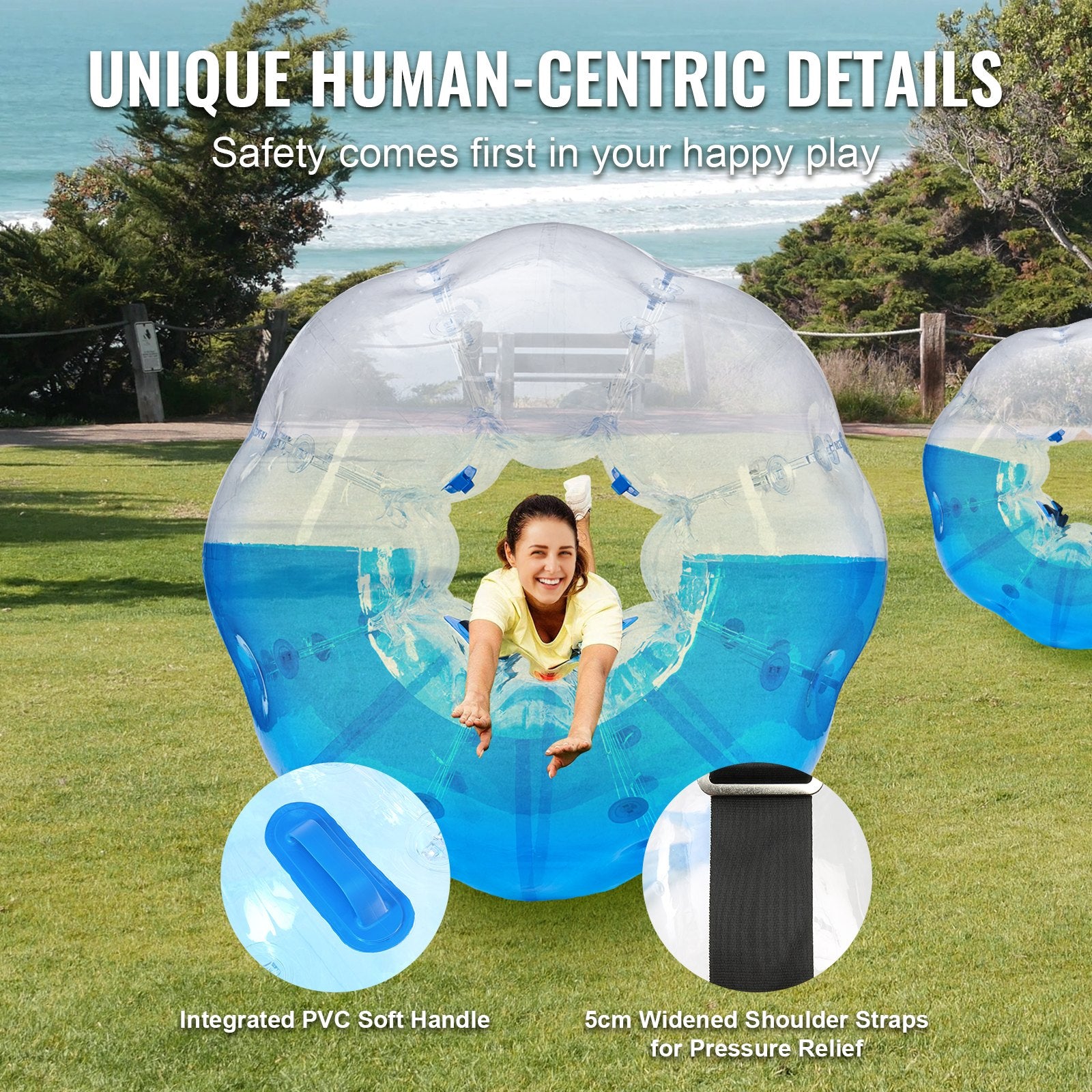 Dog Toys: VEVOR Inflatable Bumper Ball 1-Pack, 5FT/1.5M Body Sumo Zorb Balls for Teen & Adult, 0.8mm Thick PVC Human Hamster Bubble Balls for Outdoor Team Gaming Play, Bumper Bopper Toys for Garden, Yard, Park