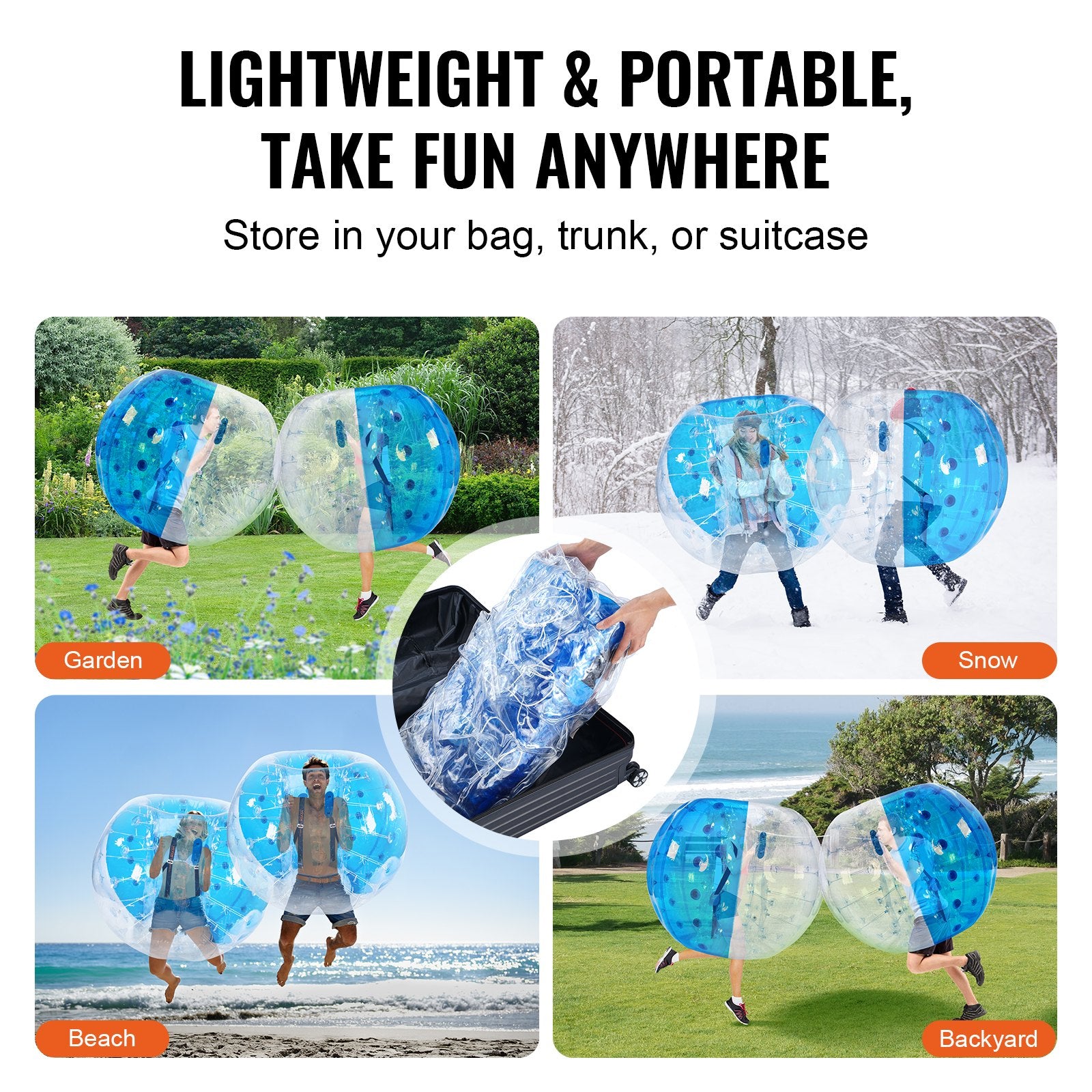Dog Toys: VEVOR Inflatable Bumper Ball 1-Pack, 5FT/1.5M Body Sumo Zorb Balls for Teen & Adult, 0.8mm Thick PVC Human Hamster Bubble Balls for Outdoor Team Gaming Play, Bumper Bopper Toys for Garden, Yard, Park