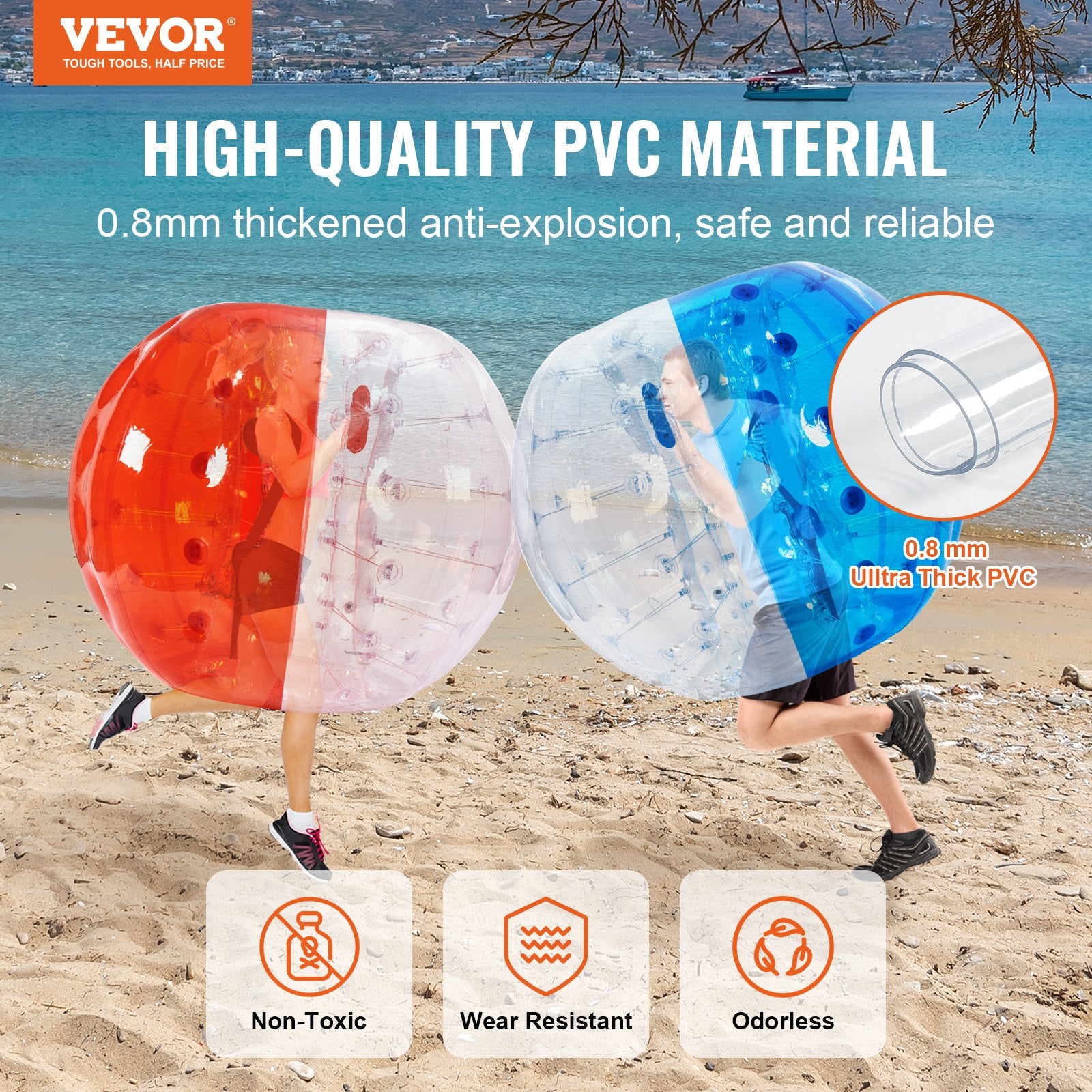 Ball Pits & Play Pens: VEVOR Inflatable Bumper Balls 2-Pack, 5FT/1.5M Body Sumo Zorb Balls for Teen & Adult, 0.8mm Thick PVC Human Hamster Bubble Balls for Outdoor Team Gaming Play, Bumper Bopper Toys for Garden, Yard, Park