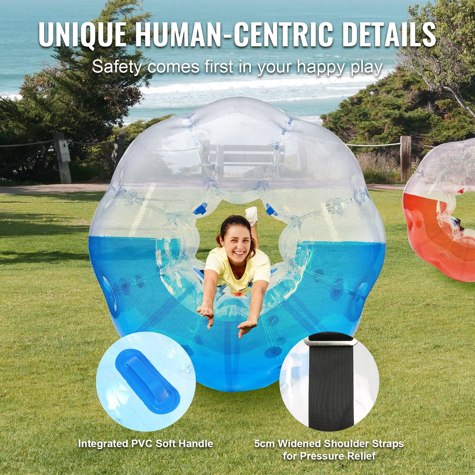 Ball Pits & Play Pens: VEVOR Inflatable Bumper Balls 2-Pack, 5FT/1.5M Body Sumo Zorb Balls for Teen & Adult, 0.8mm Thick PVC Human Hamster Bubble Balls for Outdoor Team Gaming Play, Bumper Bopper Toys for Garden, Yard, Park