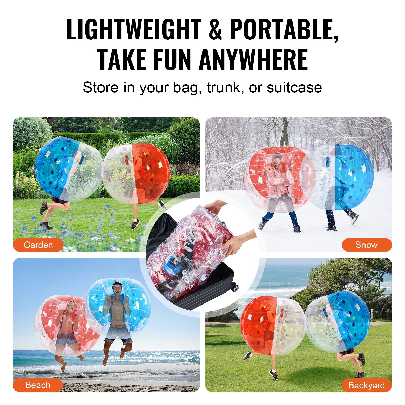 Ball Pits & Play Pens: VEVOR Inflatable Bumper Balls 2-Pack, 5FT/1.5M Body Sumo Zorb Balls for Teen & Adult, 0.8mm Thick PVC Human Hamster Bubble Balls for Outdoor Team Gaming Play, Bumper Bopper Toys for Garden, Yard, Park