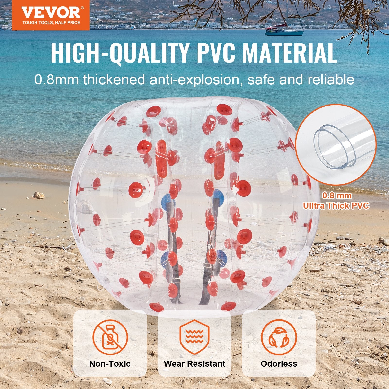 Pool Toys & Inflatables: VEVOR Inflatable Bumper Ball 1-Pack, 5FT/1.5M Body Sumo Zorb Balls for Teen & Adult, 0.8mm Thick PVC Human Hamster Bubble Balls for Outdoor Team Gaming Play, Bumper Bopper Toys for Garden, Yard, Park