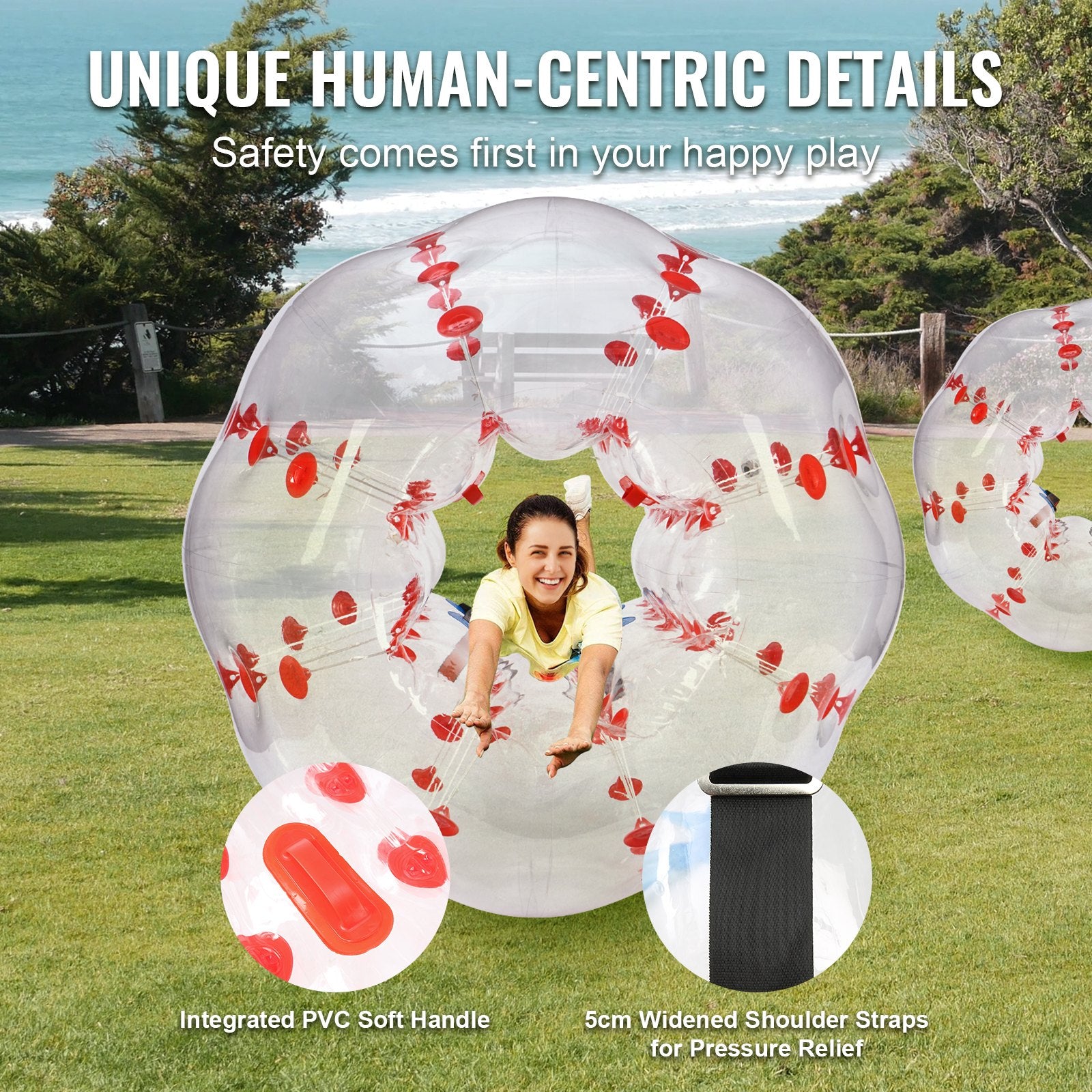 Pool Toys & Inflatables: VEVOR Inflatable Bumper Ball 1-Pack, 5FT/1.5M Body Sumo Zorb Balls for Teen & Adult, 0.8mm Thick PVC Human Hamster Bubble Balls for Outdoor Team Gaming Play, Bumper Bopper Toys for Garden, Yard, Park