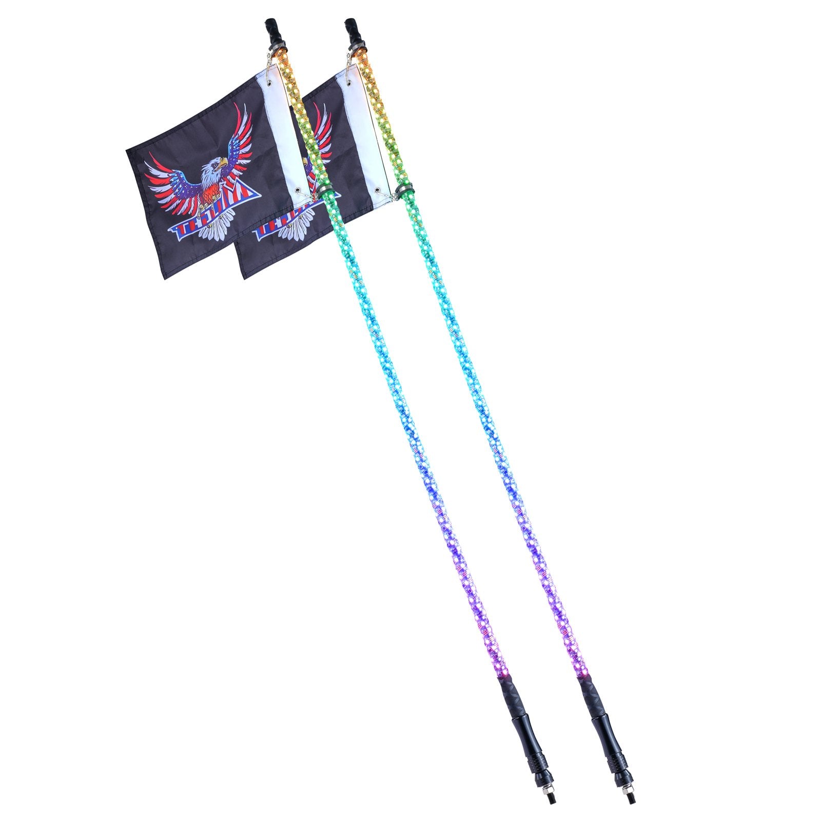 Hoverboards: VEVOR 2 PCS 5 FT Whip Light, APP & RF Remote Control Led Whip Light, Waterproof Spiral RGB Chasing Lighted Whips with 4 Flags, for UTVs, ATVs, Motorcycles, RZR, Can-am, Trucks, Off-road, Go-karts