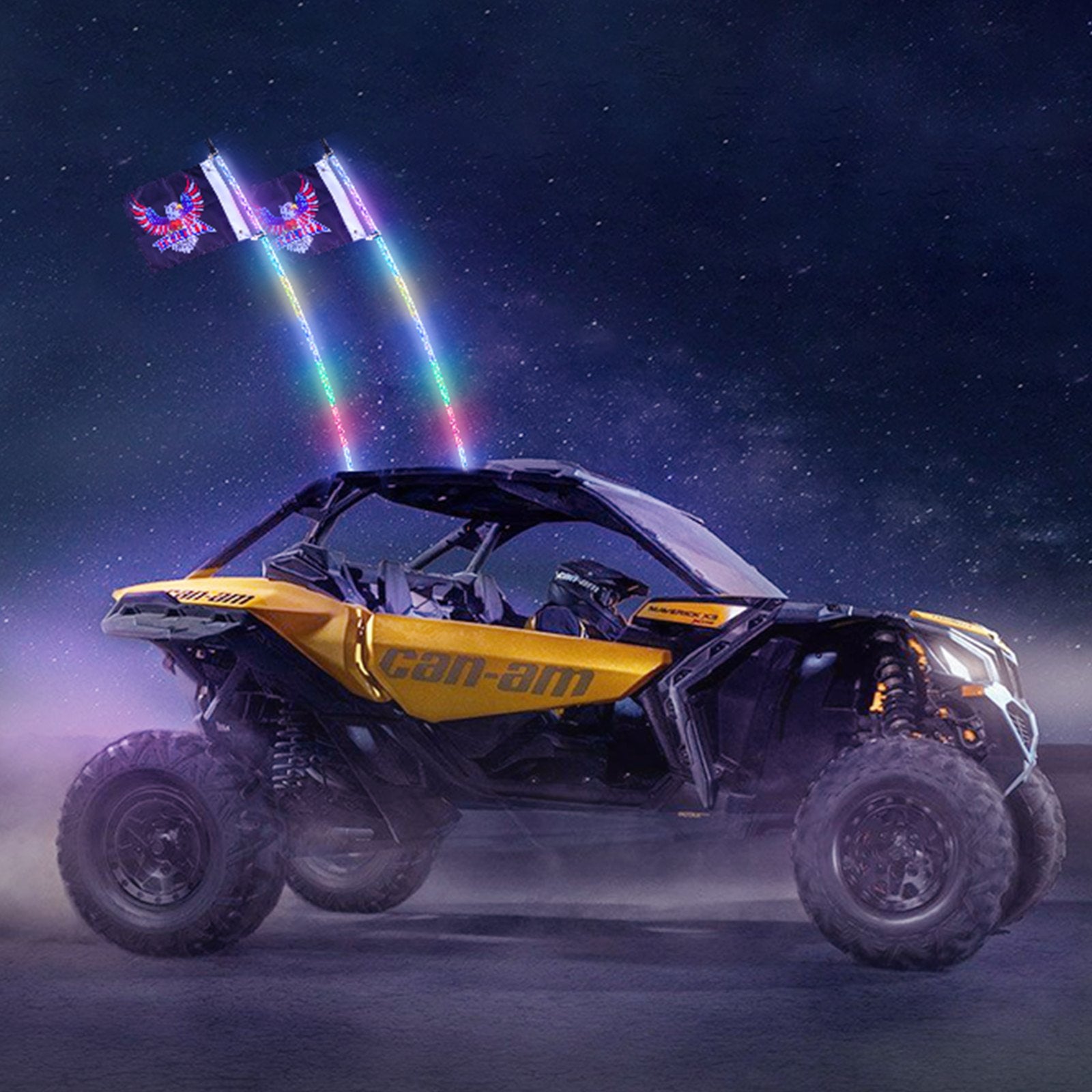 Hoverboards: VEVOR 2 PCS 5 FT Whip Light, APP & RF Remote Control Led Whip Light, Waterproof Spiral RGB Chasing Lighted Whips with 4 Flags, for UTVs, ATVs, Motorcycles, RZR, Can-am, Trucks, Off-road, Go-karts