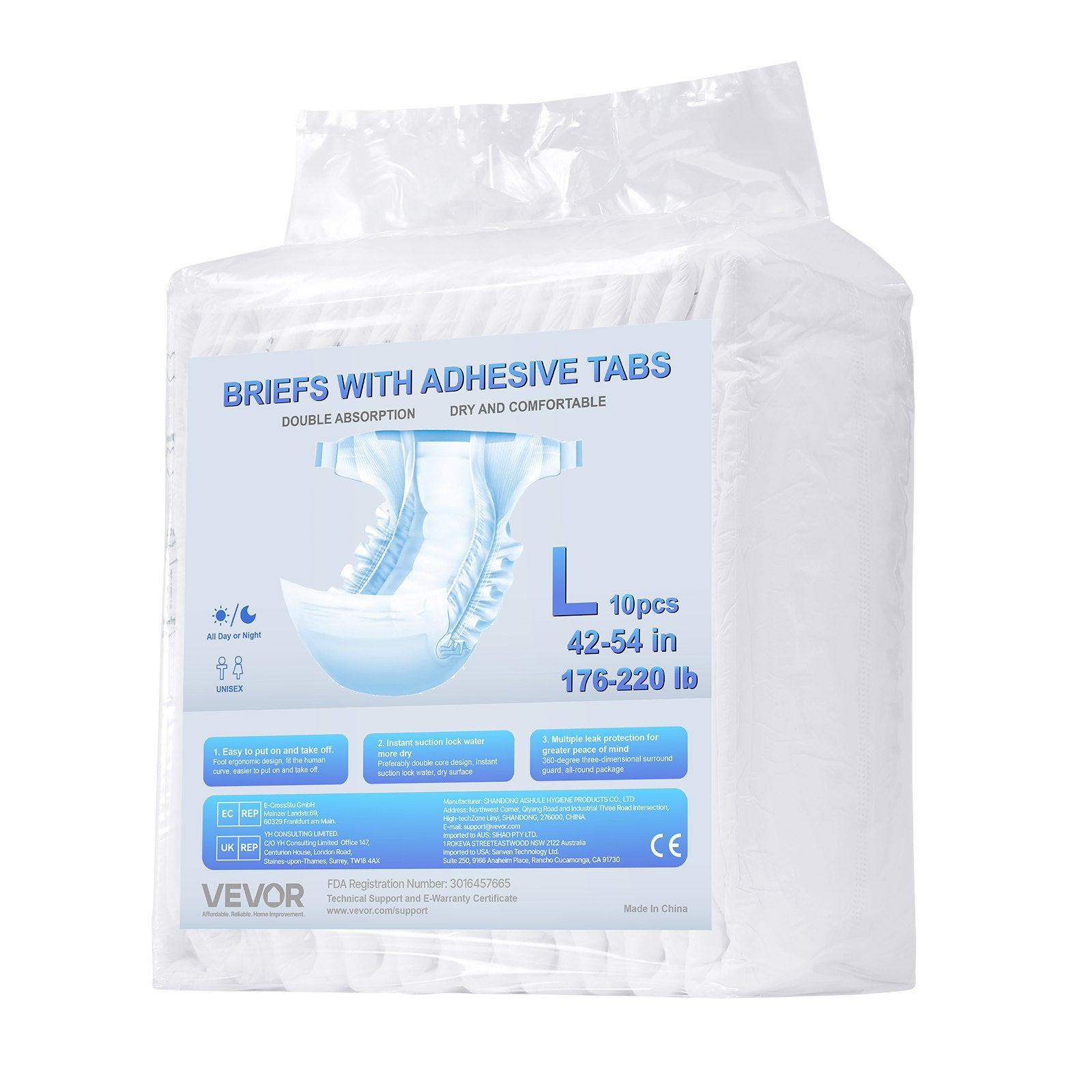 Feminine Sanitary Supplies: VEVOR Adult Briefs with Adhesive Tabs Incontinence Briefs for Men Women L Size