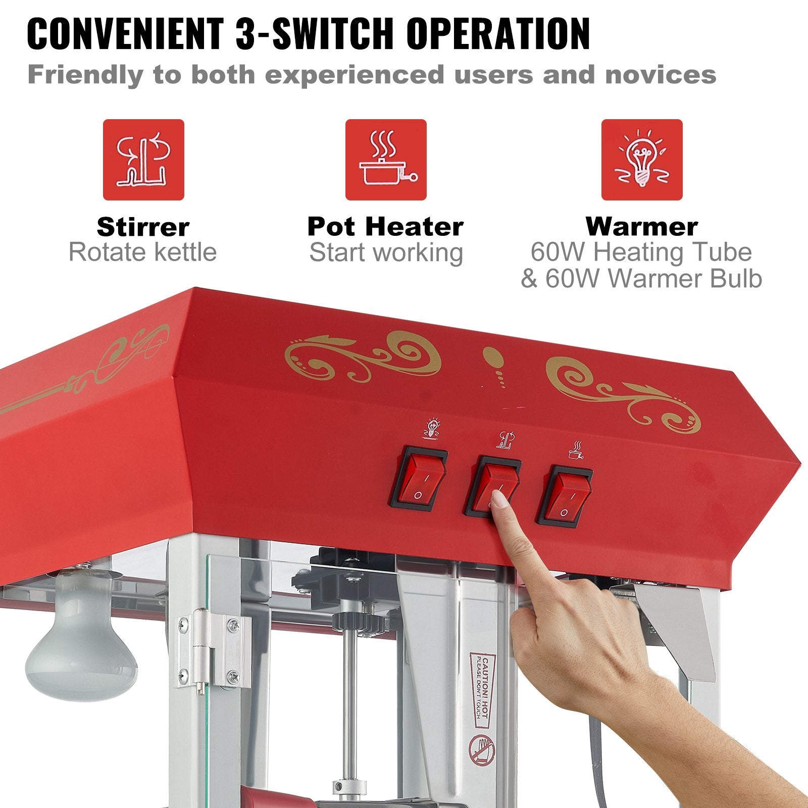 Gardening Tools: VEVOR Popcorn Popper Machine with Cart  Popcorn Maker 850W 8 Oz 48 Cups Red