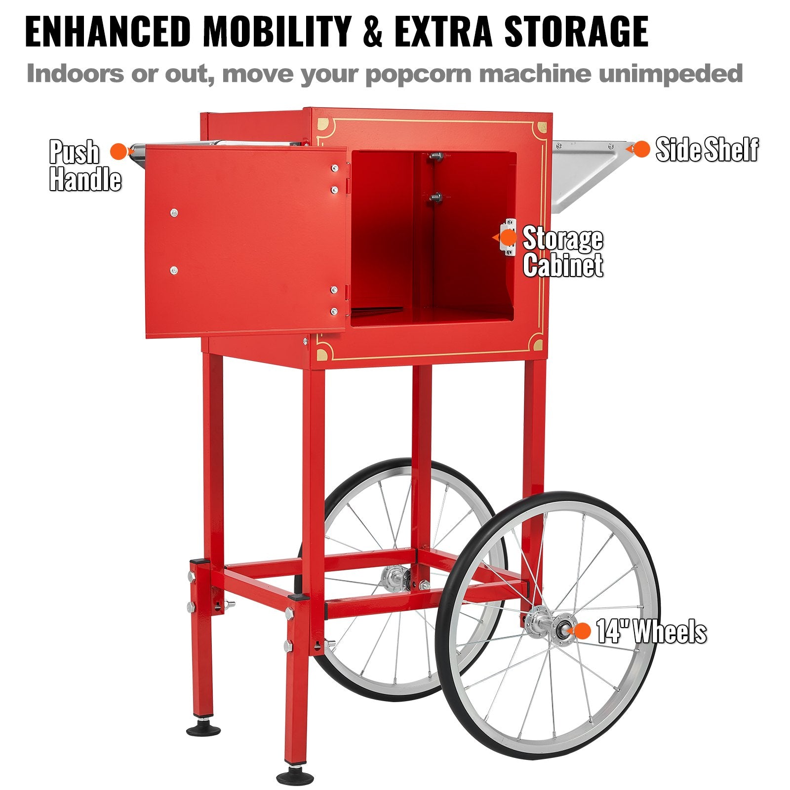 Gardening Tools: VEVOR Popcorn Popper Machine with Cart  Popcorn Maker 850W 8 Oz 48 Cups Red