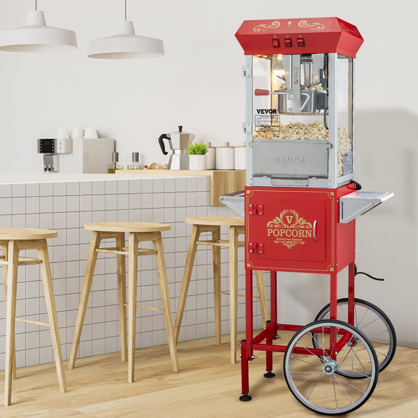 Gardening Tools: VEVOR Popcorn Popper Machine with Cart  Popcorn Maker 850W 8 Oz 48 Cups Red