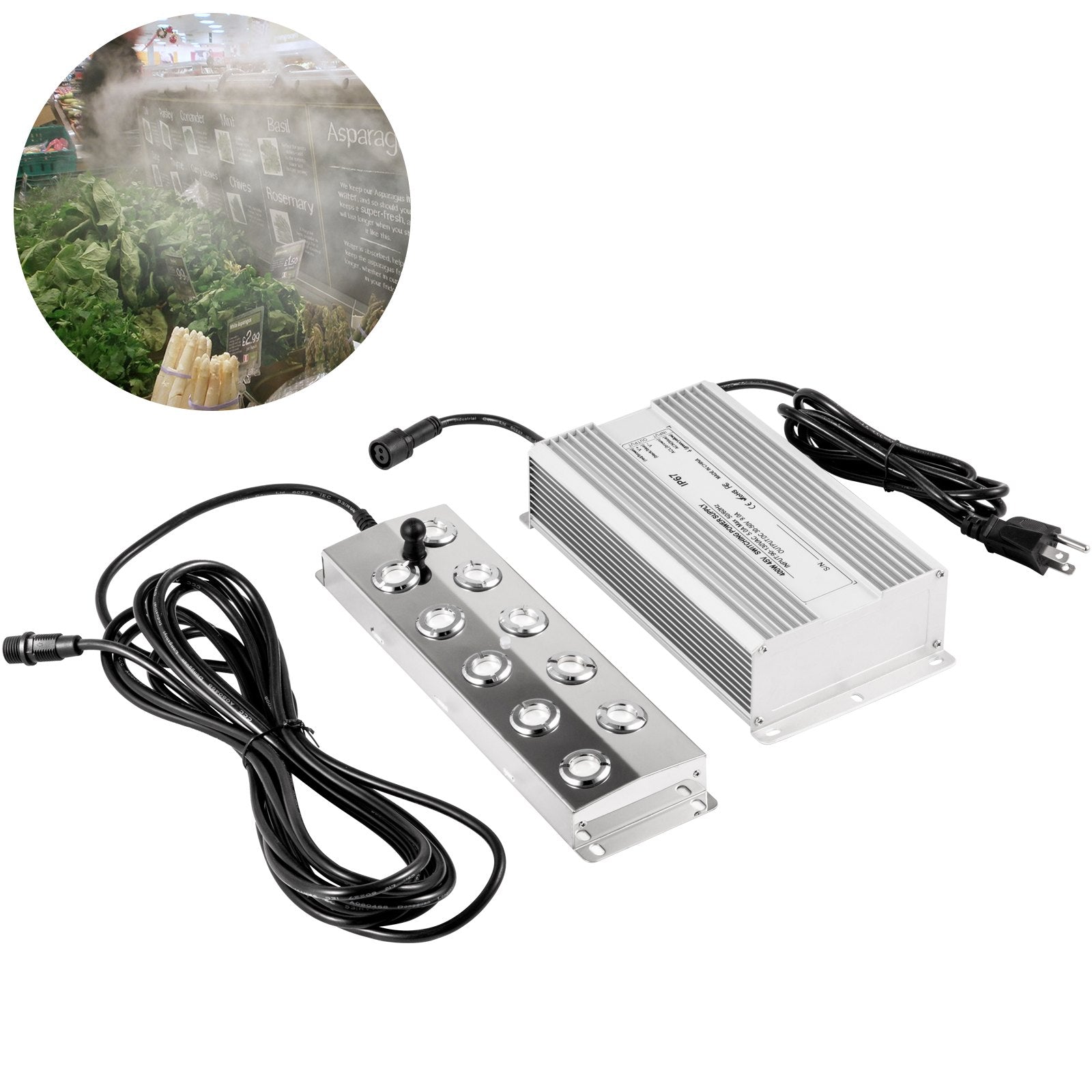 Gardening Tools: VEVOR Mist Maker 10 Head Ultrasonic Mist Fogger with Waterproof Power Supply Ultrasonic Fogger Humidifier Stainless Steel Pond Mister Fogger 5kg/h Ultrasonic Mist Humidifier for Gardening and Pond