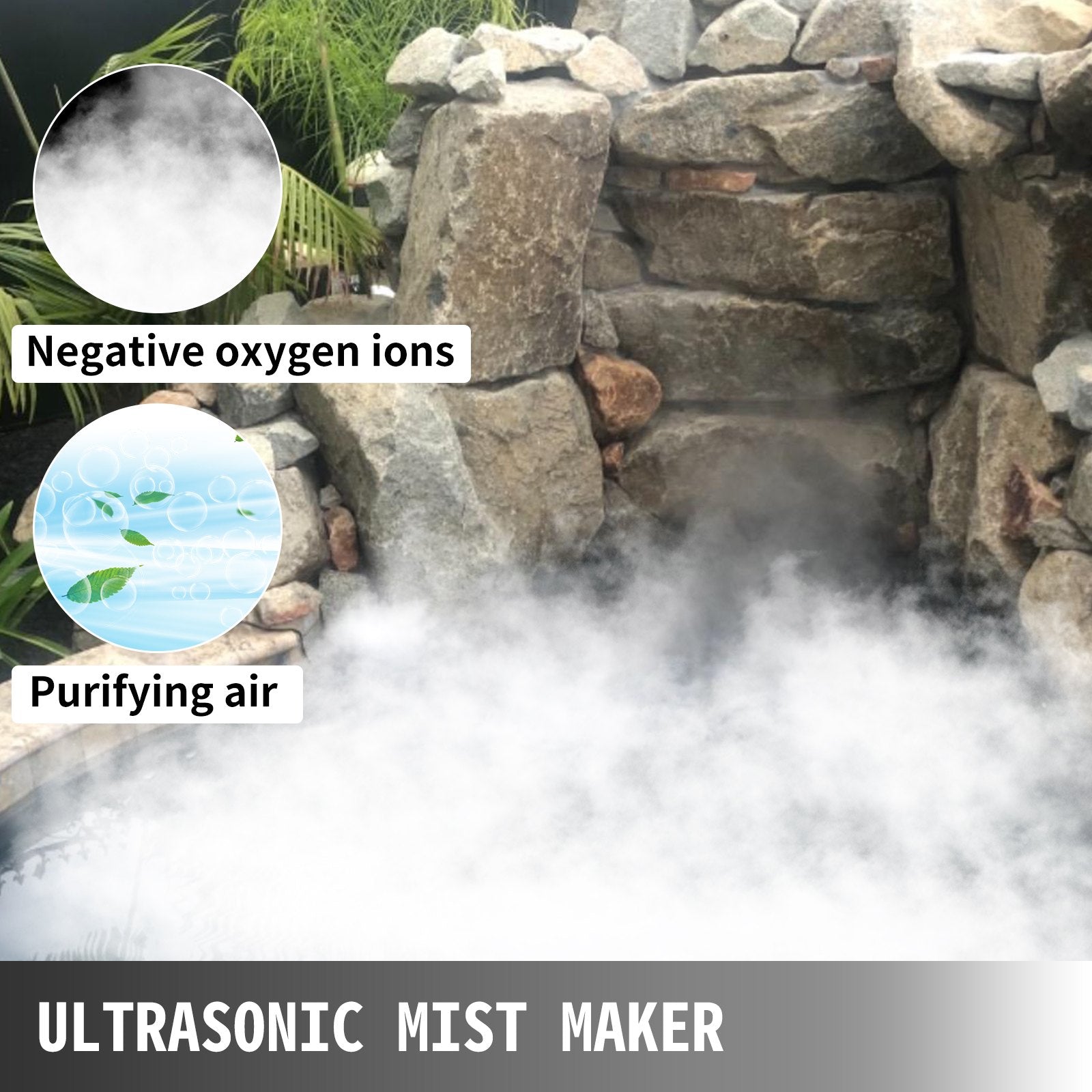 Gardening Tools: VEVOR Mist Maker 10 Head Ultrasonic Mist Fogger with Waterproof Power Supply Ultrasonic Fogger Humidifier Stainless Steel Pond Mister Fogger 5kg/h Ultrasonic Mist Humidifier for Gardening and Pond