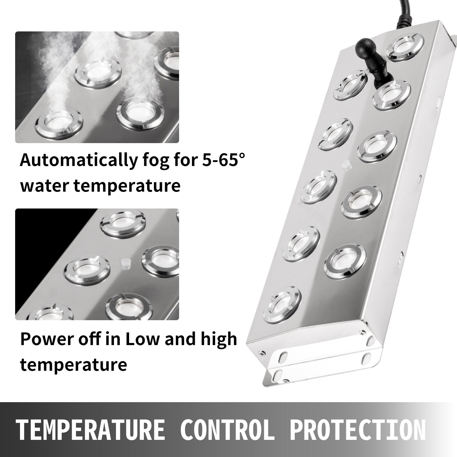 Gardening Tools: VEVOR Mist Maker 10 Head Ultrasonic Mist Fogger with Waterproof Power Supply Ultrasonic Fogger Humidifier Stainless Steel Pond Mister Fogger 5kg/h Ultrasonic Mist Humidifier for Gardening and Pond