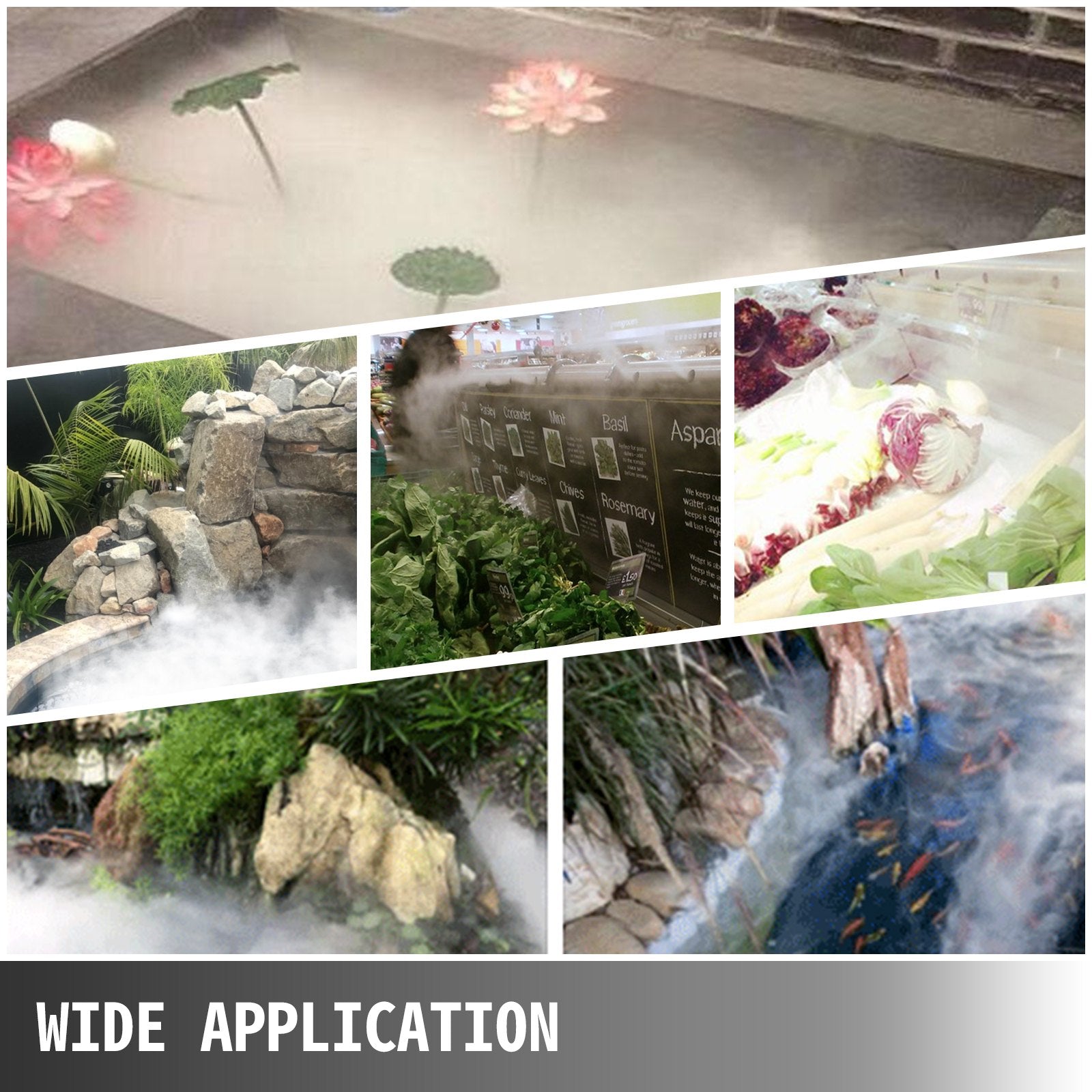 Gardening Tools: VEVOR Mist Maker 10 Head Ultrasonic Mist Fogger with Waterproof Power Supply Ultrasonic Fogger Humidifier Stainless Steel Pond Mister Fogger 5kg/h Ultrasonic Mist Humidifier for Gardening and Pond