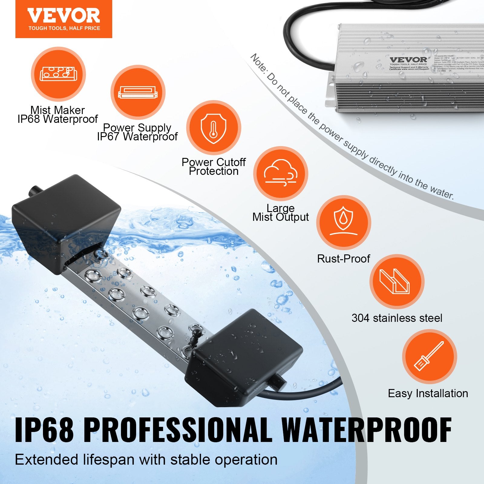 Audio Accessories: VEVOR 10 Head Ultrasonic Mist Maker 7000mL/H Ultrasonic Fogger IP67 Waterproof