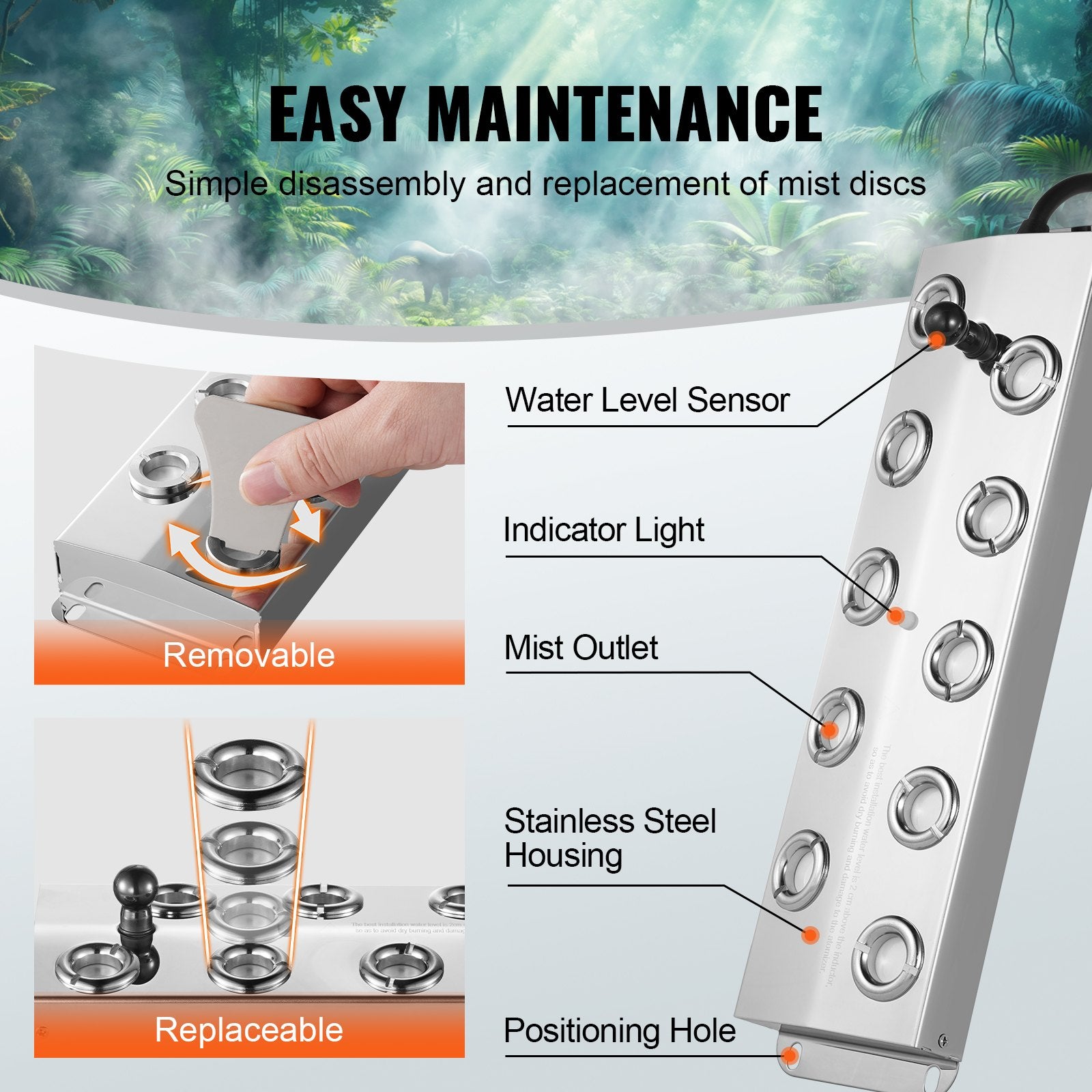 Audio Accessories: VEVOR 10 Head Ultrasonic Mist Maker 7000mL/H Ultrasonic Fogger IP67 Waterproof
