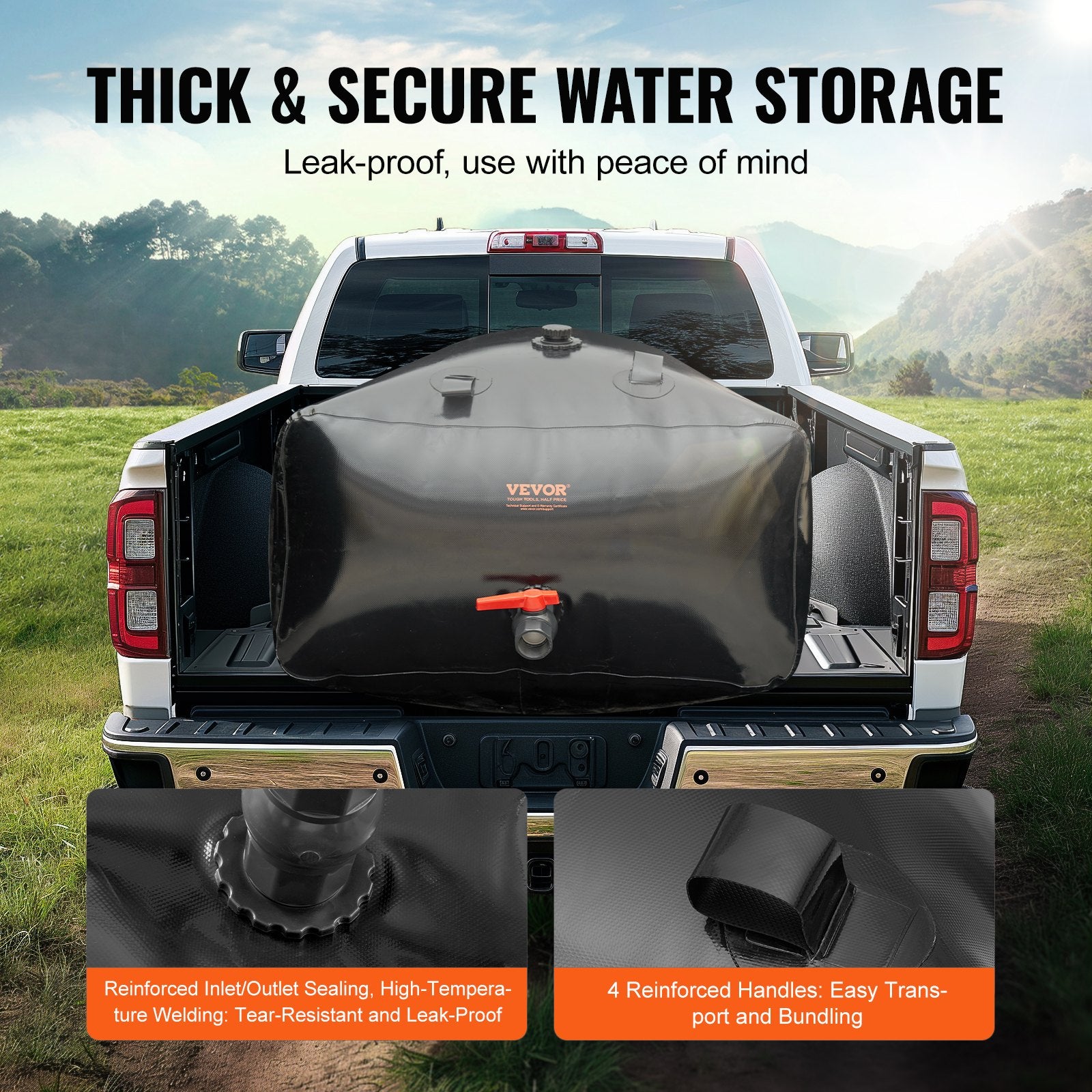 Portable Toilets & Showers: VEVOR Portable Water Storage Bladder 264 Gal PVC Collapsible Water Tank Black