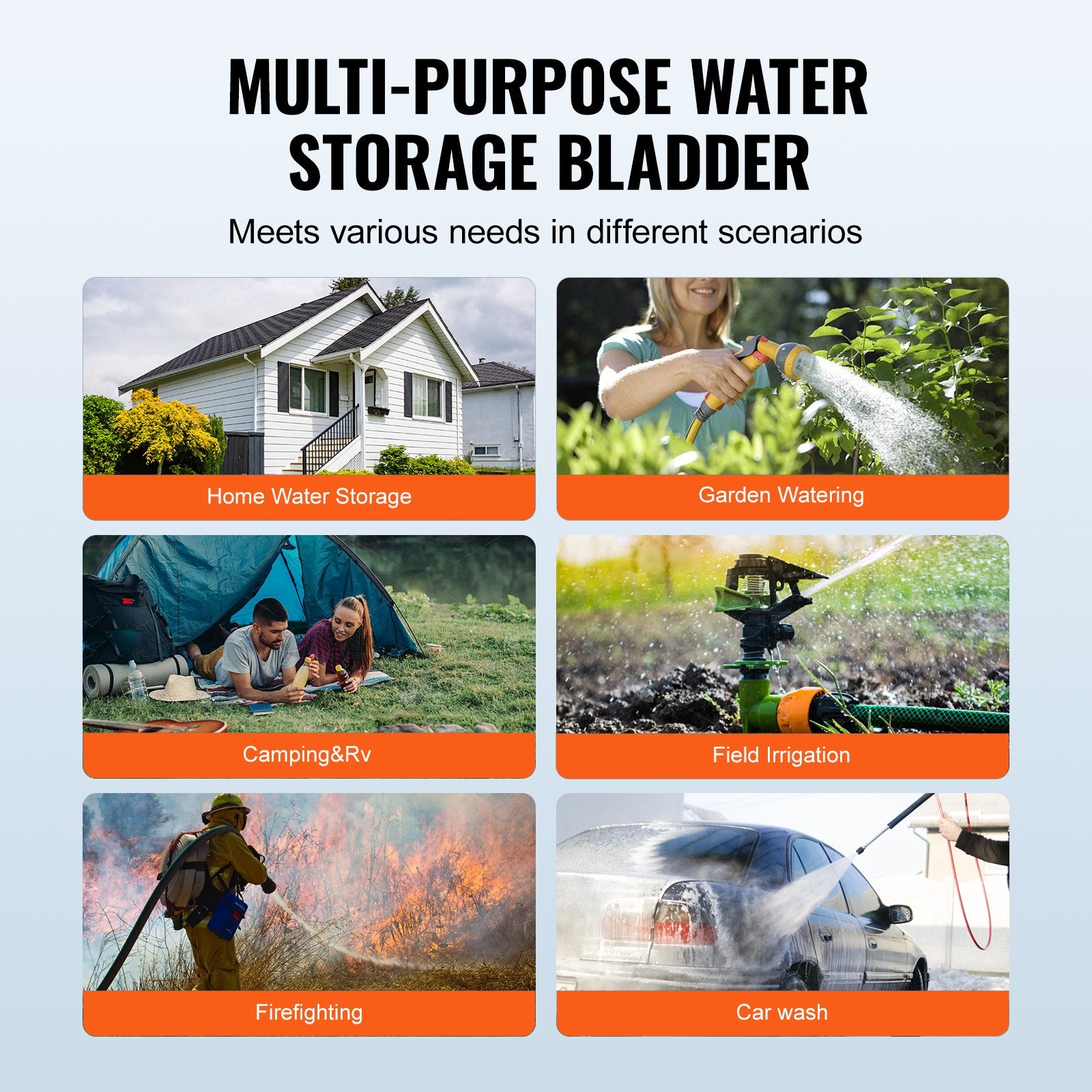 Portable Toilets & Showers: VEVOR Portable Water Storage Bladder 29.9 Gal PVC Collapsible Water Tank Black