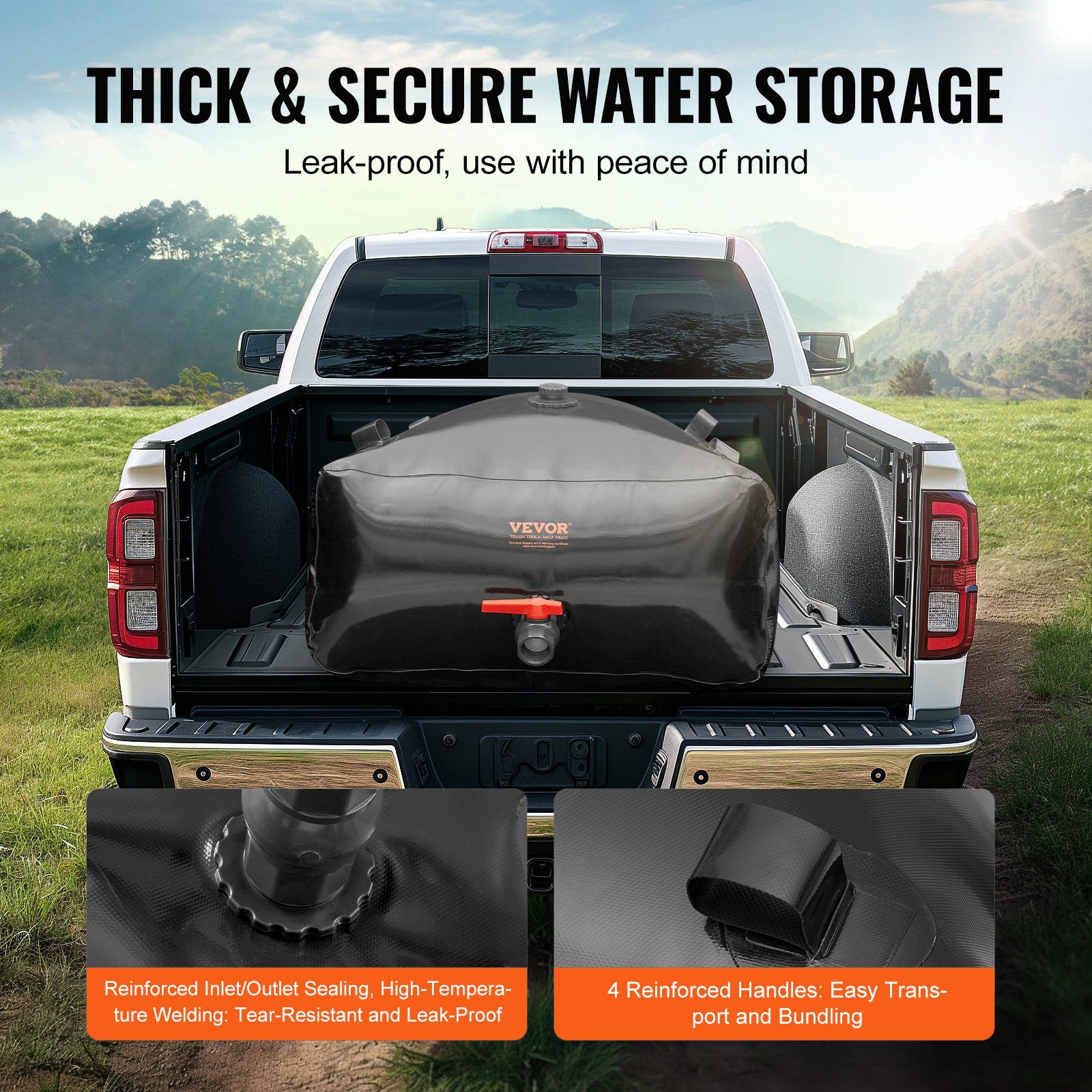 Portable Toilets & Showers: VEVOR Portable Water Storage Bladder 540L PVC Collapsible Water Tank Black
