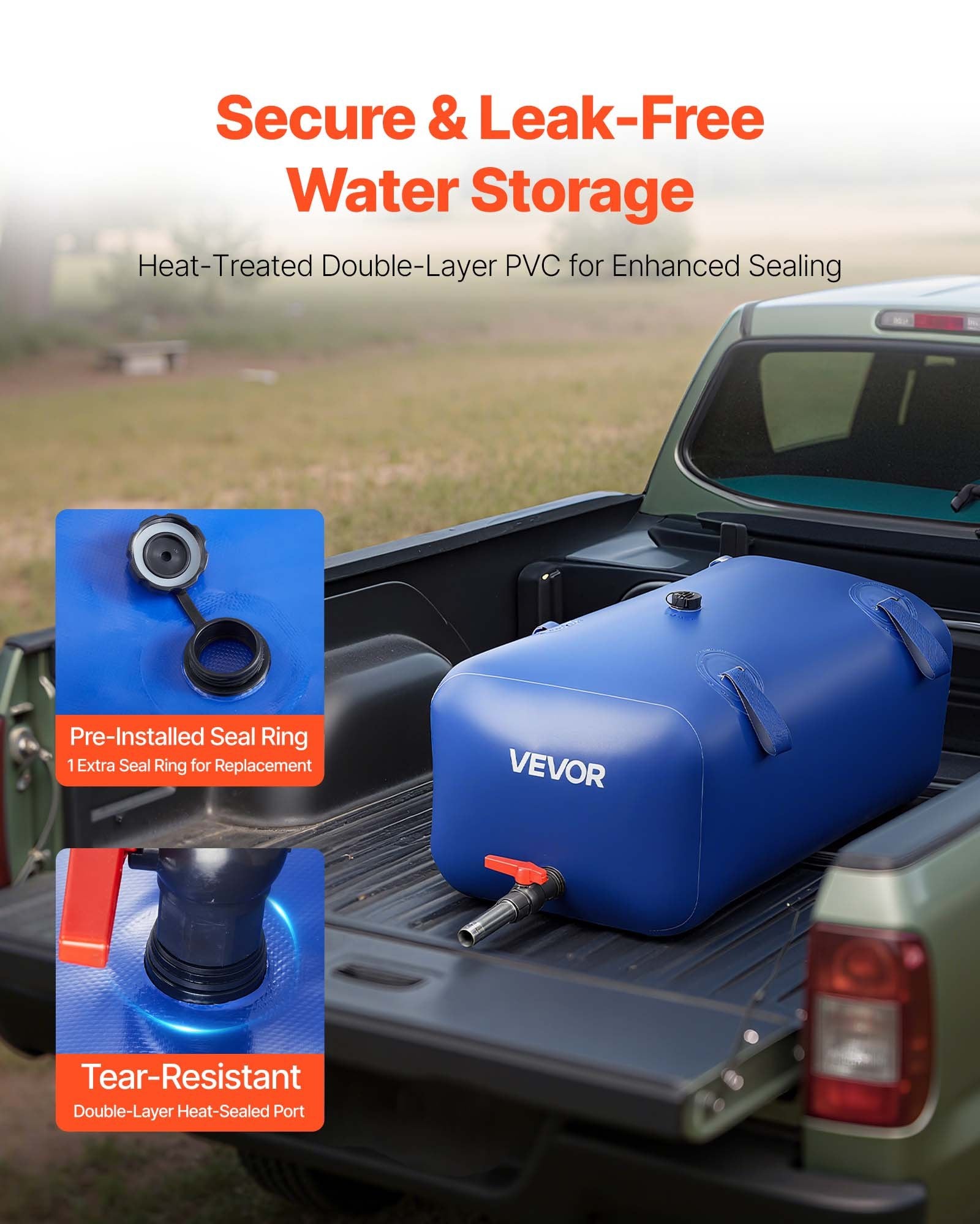 Food Storage: VEVOR Water Storage Bladder 113L Large Capacity Water Bag, Portable & Collapsible Soft Waters Container, Leakproof & Tear-Resistant PVC Emergency Waters Storage Tank for RV Truck & Outdoor Use