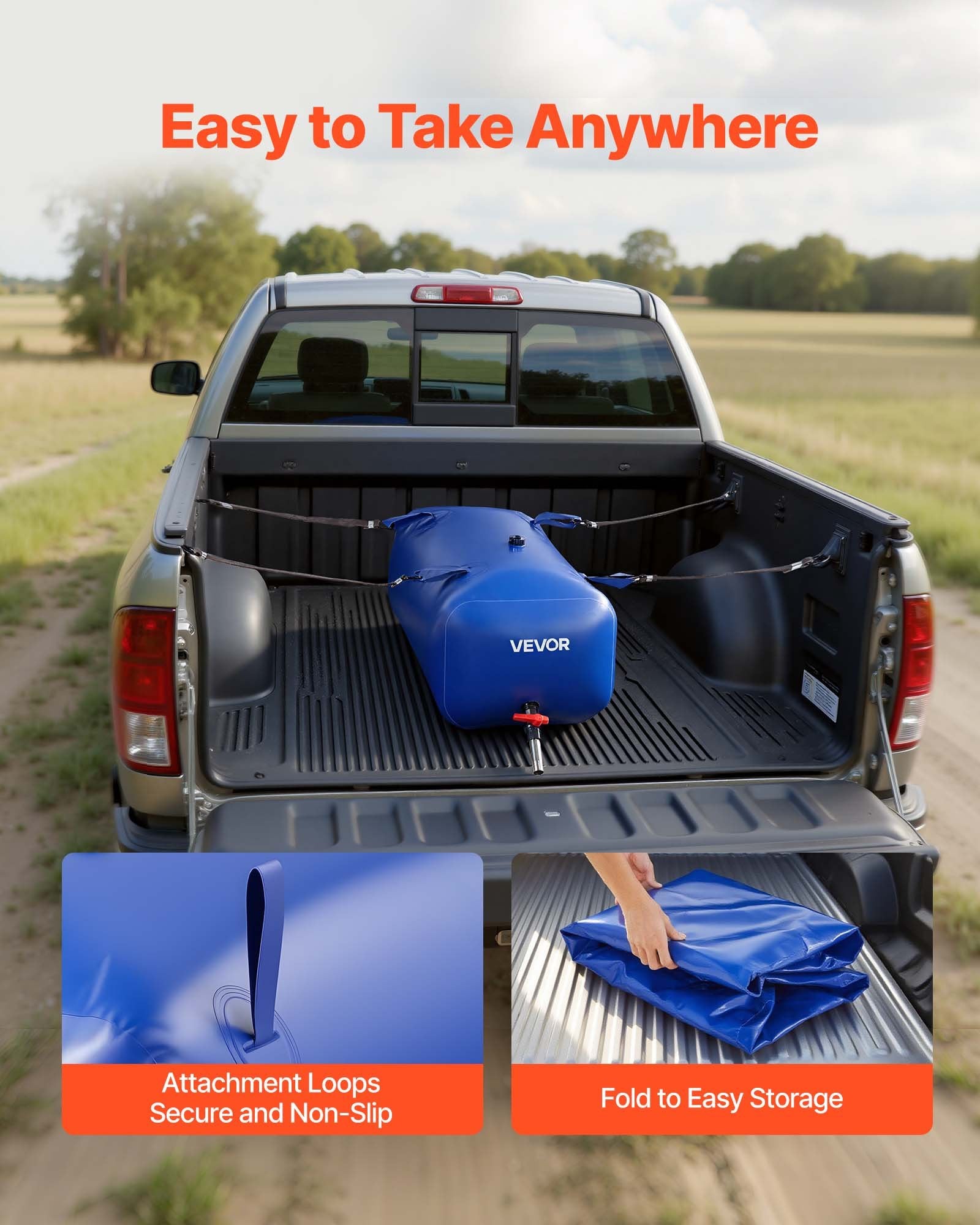 Food Storage: VEVOR Water Storage Bladder 113L Large Capacity Water Bag, Portable & Collapsible Soft Waters Container, Leakproof & Tear-Resistant PVC Emergency Waters Storage Tank for RV Truck & Outdoor Use