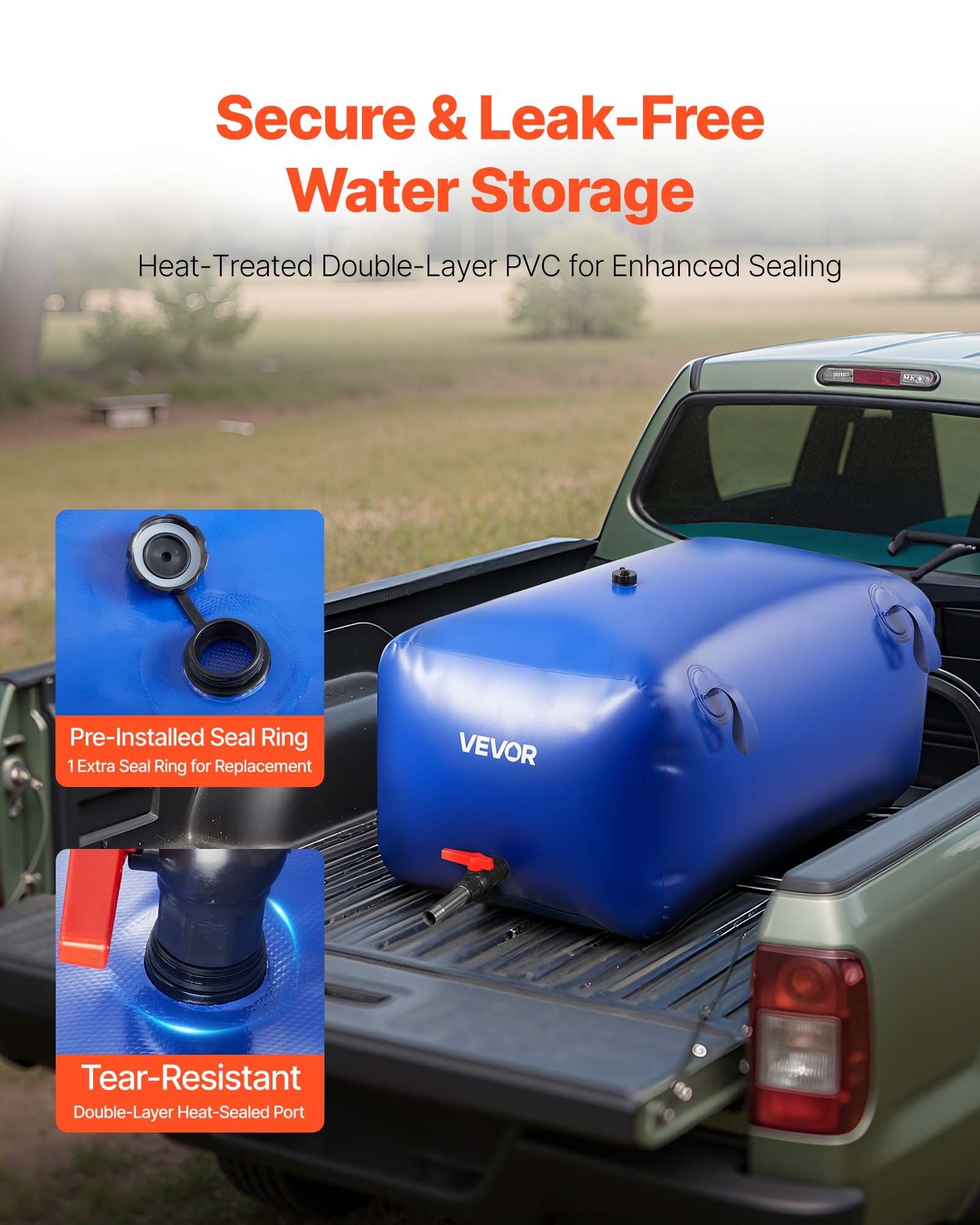 Water Storage Bladder 240L Large Capacity Water Bag, Portable & Collapsible Soft Waters Container, Leakproof & Tear-Resistant PVC Emergency Waters Storage Tank for RV Truck & Outdoor Use