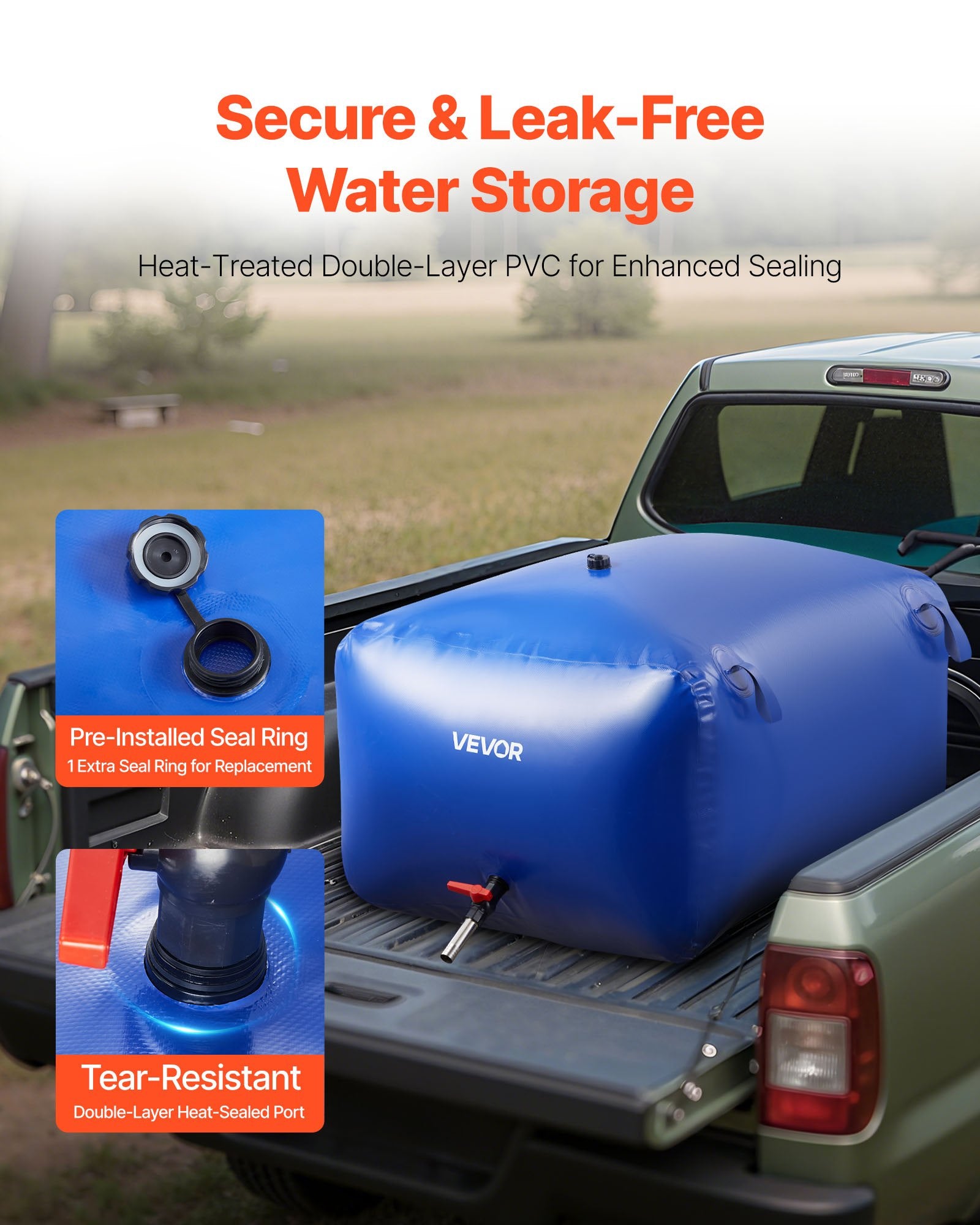 Food Storage: VEVOR Water Storage Bladder 400L Large Capacity Water Bag, Portable & Collapsible Soft Waters Container, Leakproof & Tear-Resistant PVC Emergency Waters Storage Tank for RV Truck & Outdoor Use