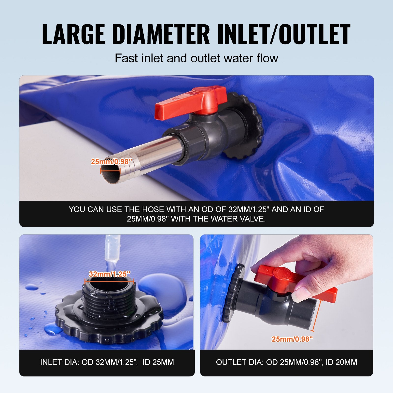 Portable Toilets & Showers: VEVOR Portable Water Storage Bladder 264 Gal 1000D PVC Collapsible Water Tank