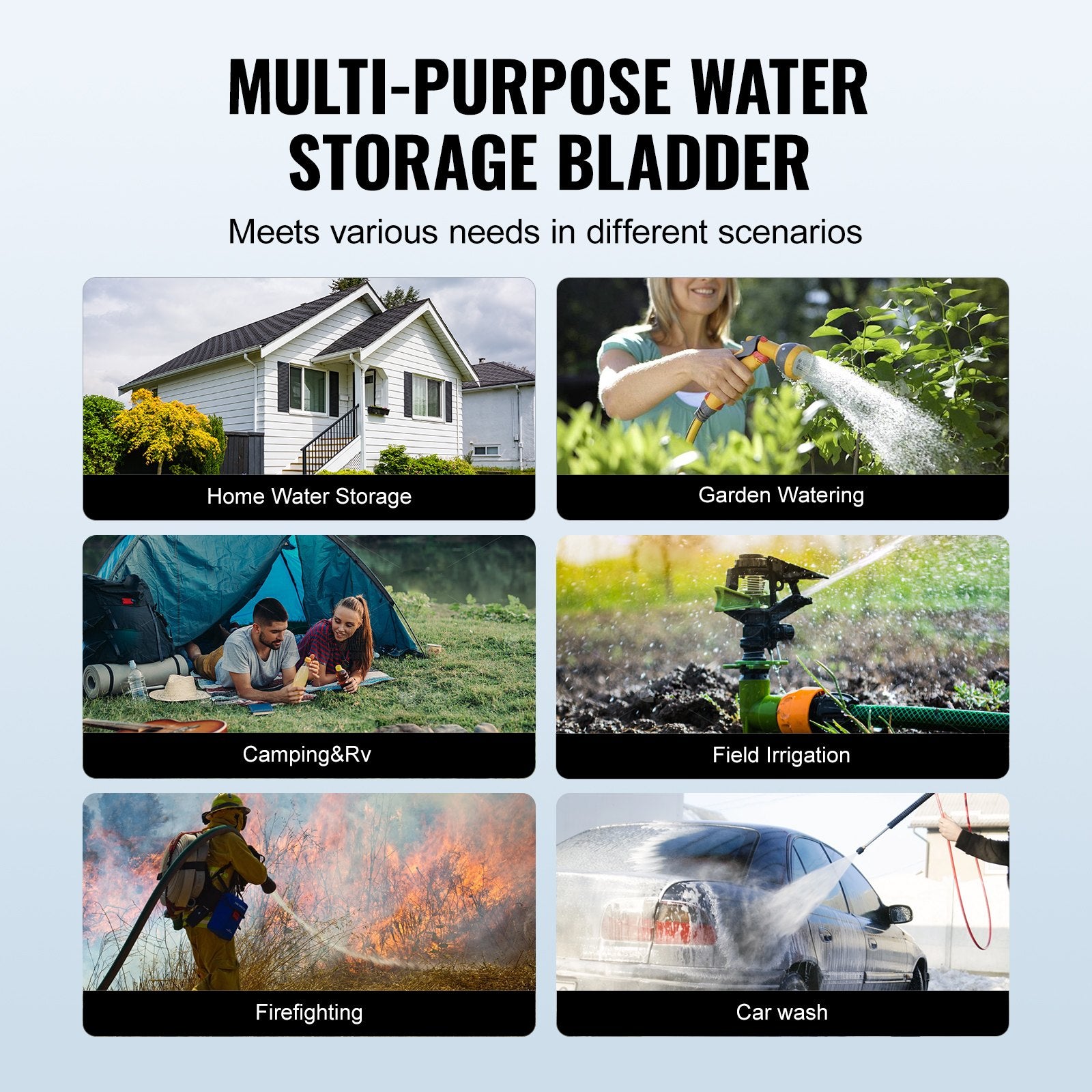 Portable Toilets & Showers: VEVOR Portable Water Storage Bladder 264 Gal 1000D PVC Collapsible Water Tank