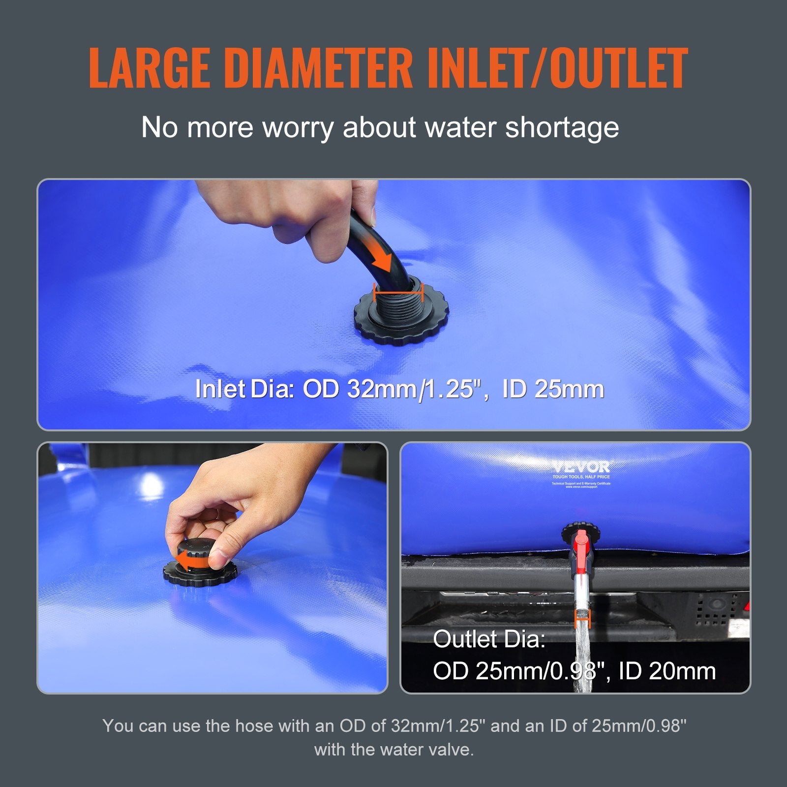 Portable Toilets & Showers: VEVOR Portable Water Storage Bladder 87 Gal 1000D PVC Collapsible Water Tank