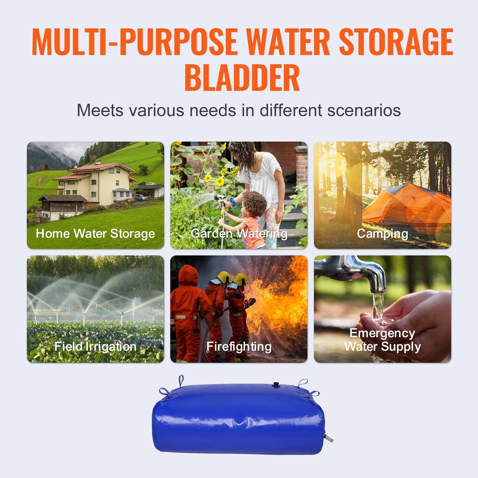 Portable Toilets & Showers: VEVOR Portable Water Storage Bladder 87 Gal 1000D PVC Collapsible Water Tank