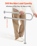 Automotive Parts: VEVOR Toilet Safety Rail, 80 cm U-Shaped Handicap Grab Bar, 304 Stainless Steel Senior Safety Pole, Toilet Grab Bars with Anti-Slip Handle, 136 kg Load Capacity Security Handrail with Support Leg