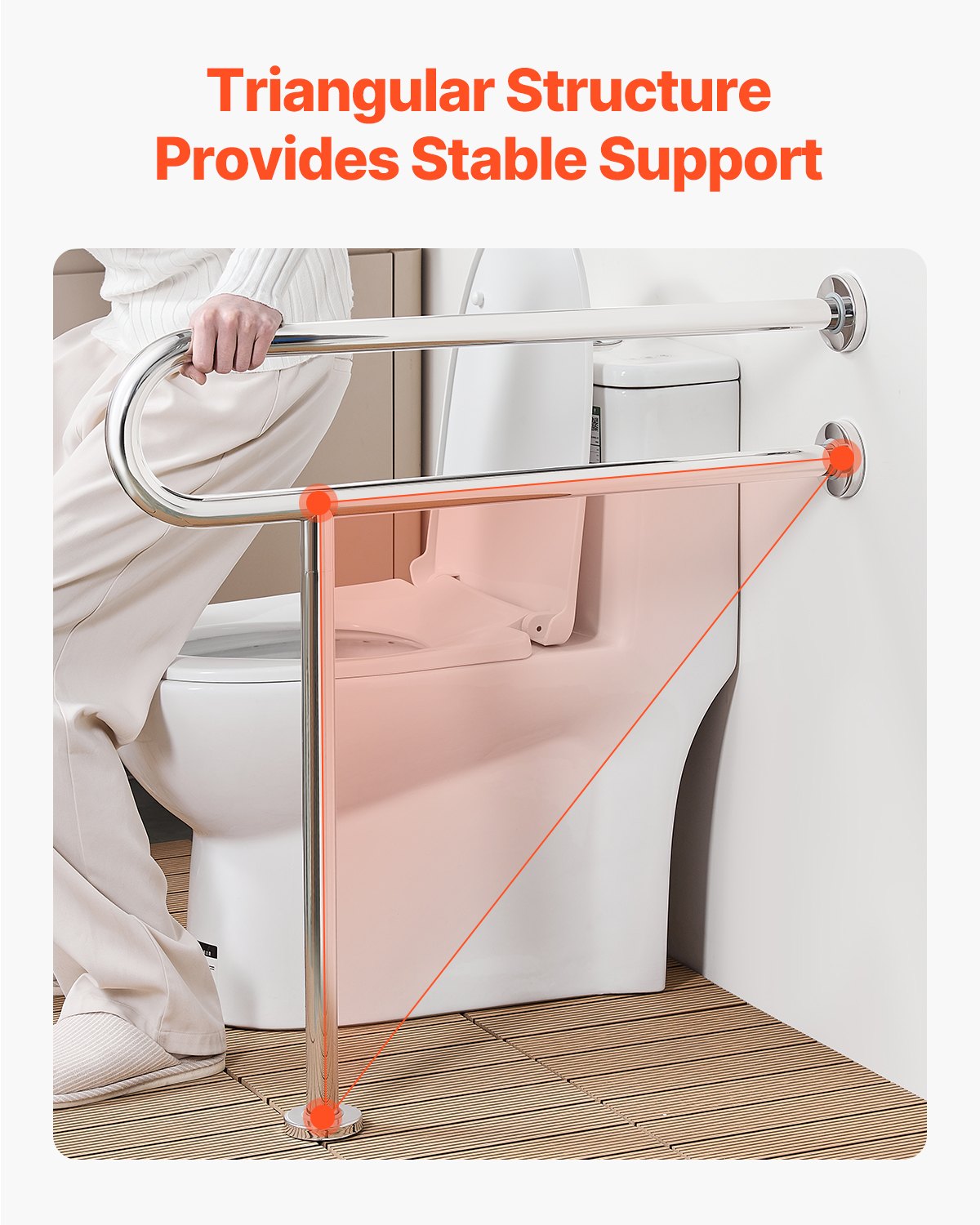 Automotive Parts: VEVOR Toilet Safety Rail, 80 cm U-Shaped Handicap Grab Bar, 304 Stainless Steel Senior Safety Pole, Toilet Grab Bars with Anti-Slip Handle, 136 kg Load Capacity Security Handrail with Support Leg